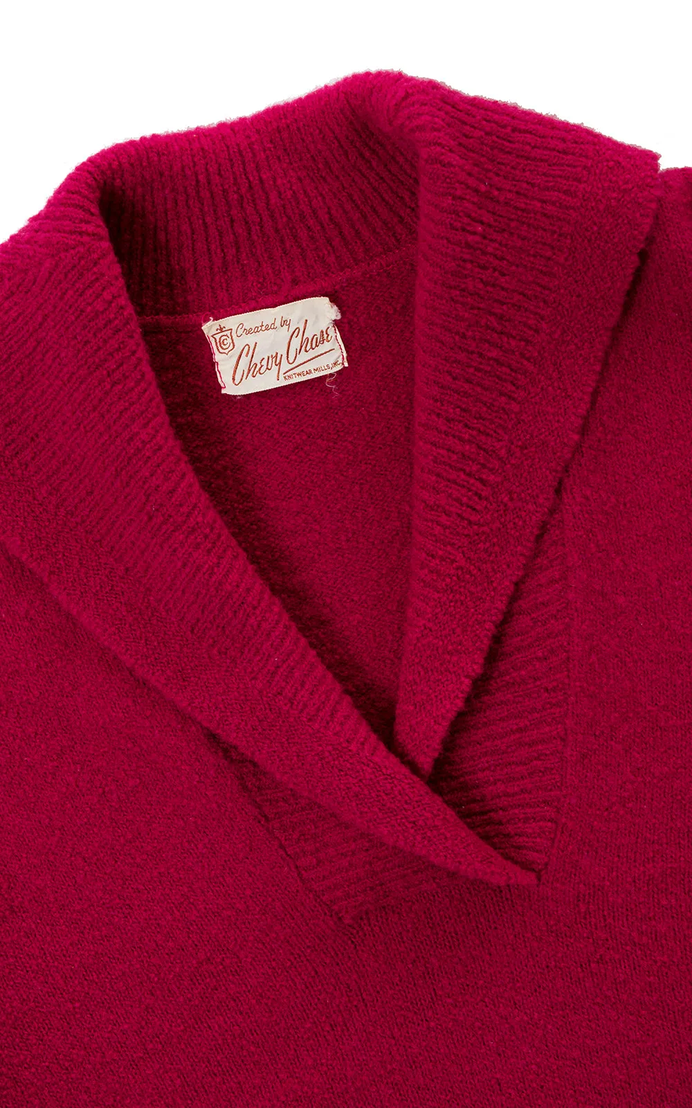 1950s Raspberry Wool Chenille Sweater Dress | xs/small/medium