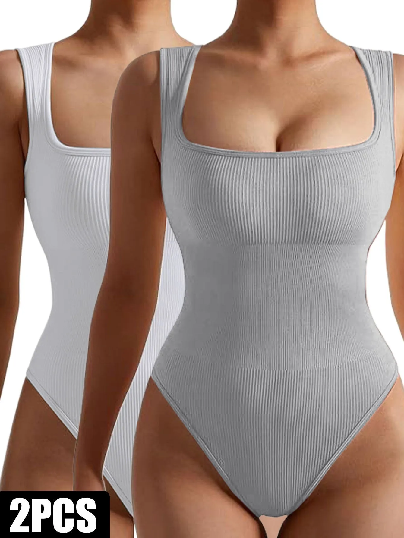 2 pack Ribbed tank top body suit  For Women