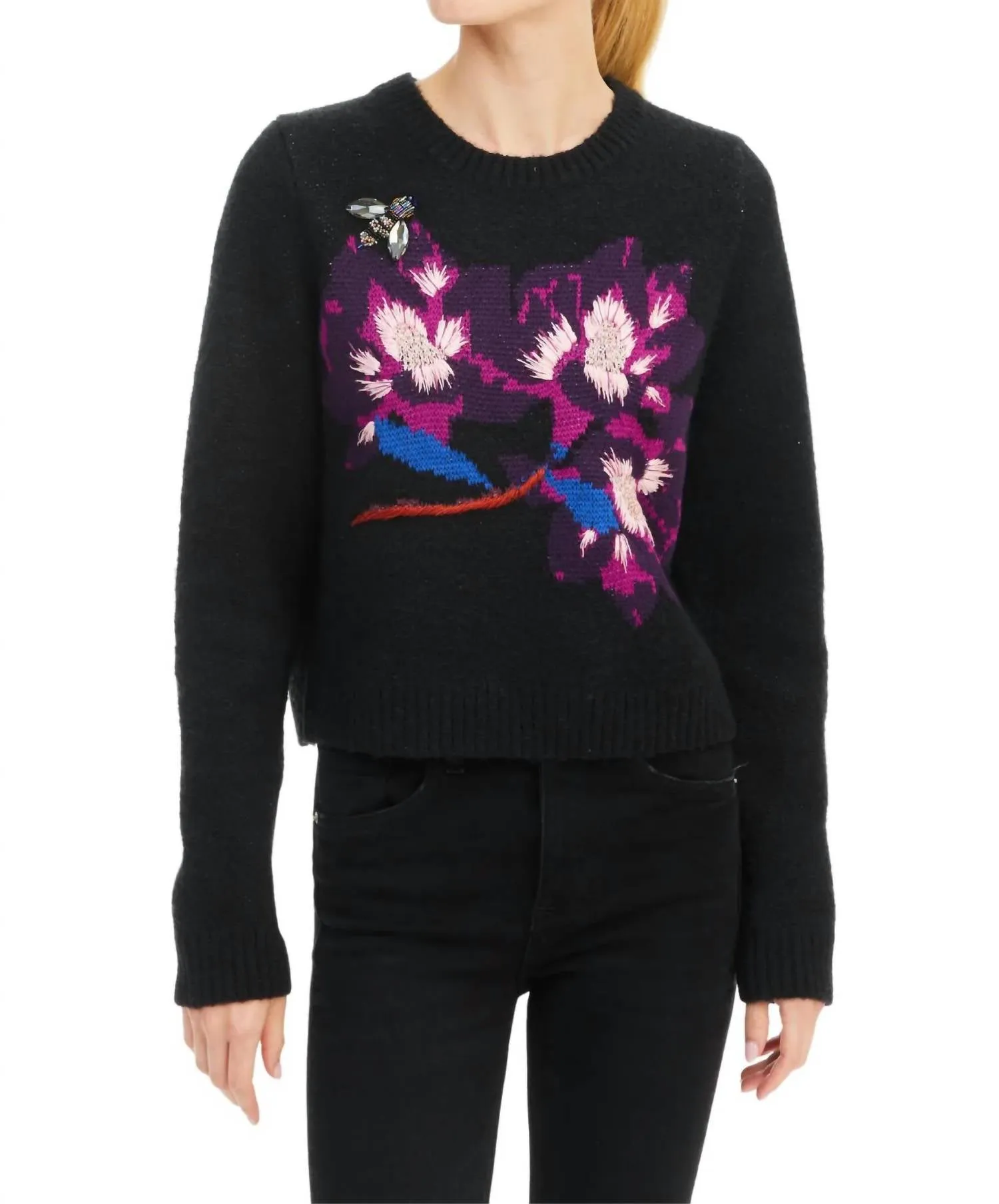 Allison New York - FLORAL EMBROIDERED SWEATER
