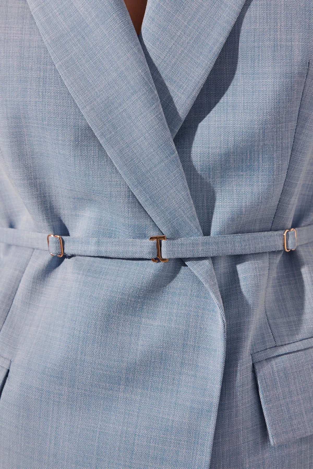 ASHER BELTED BLAZER - CHAMBRAY BLUE