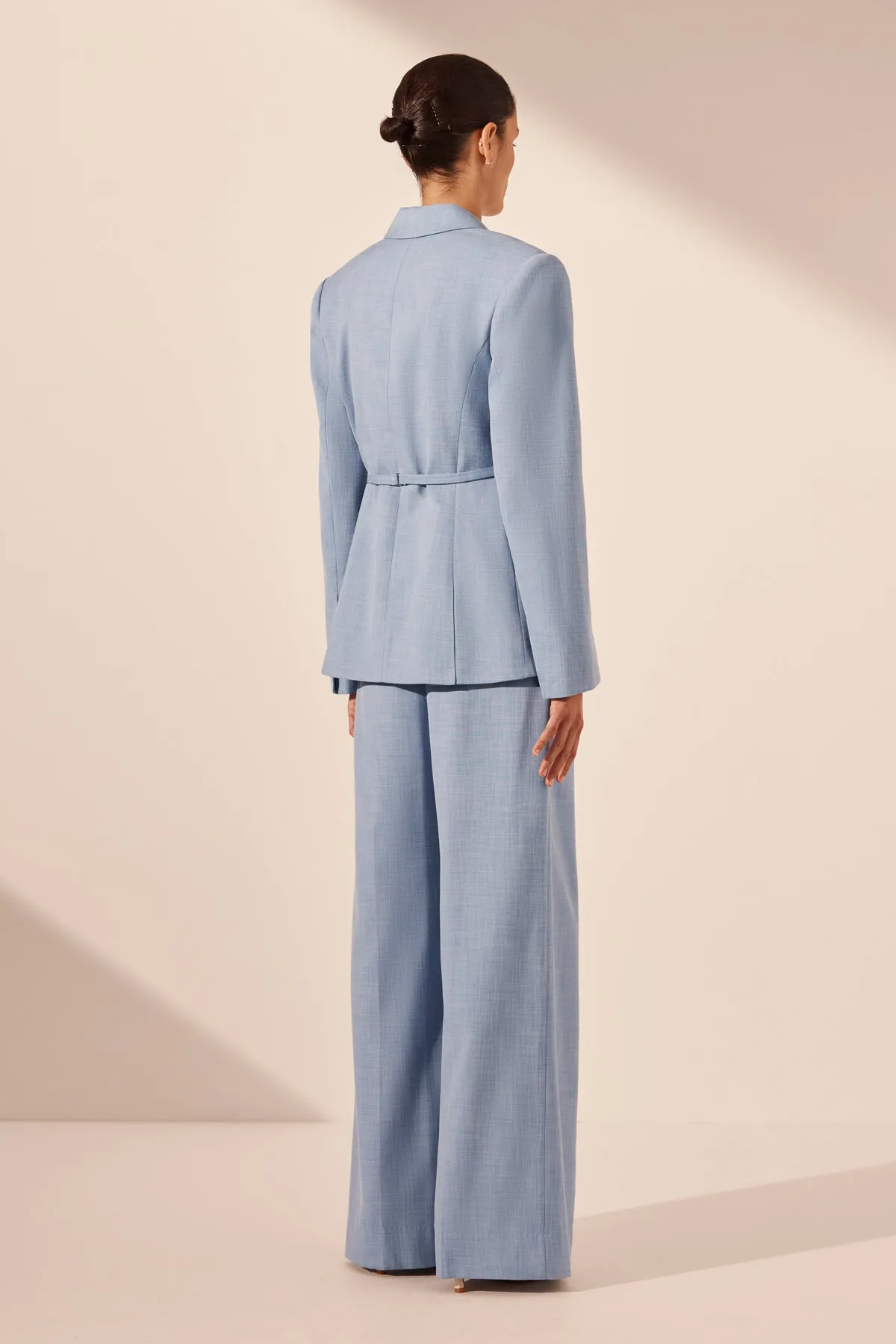 ASHER BELTED BLAZER - CHAMBRAY BLUE