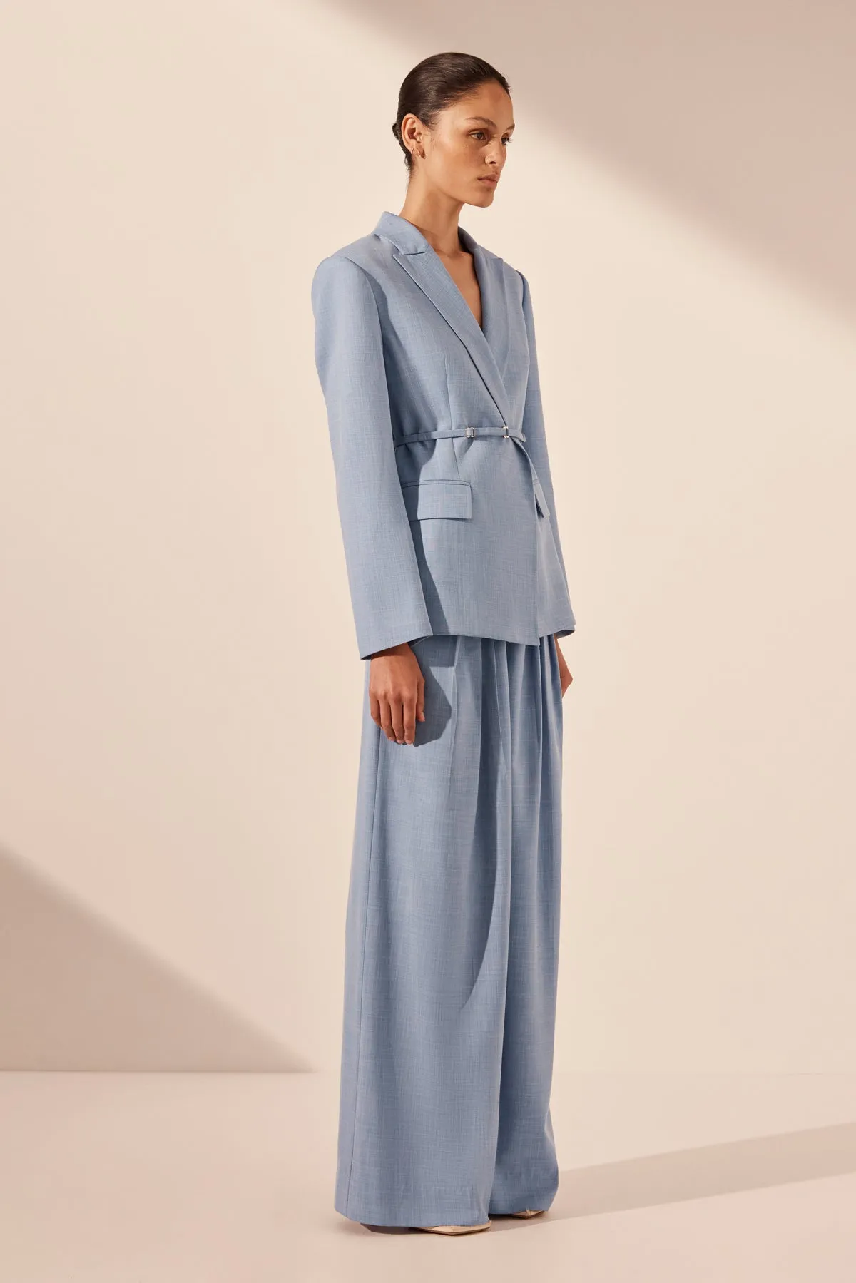 ASHER BELTED BLAZER - CHAMBRAY BLUE