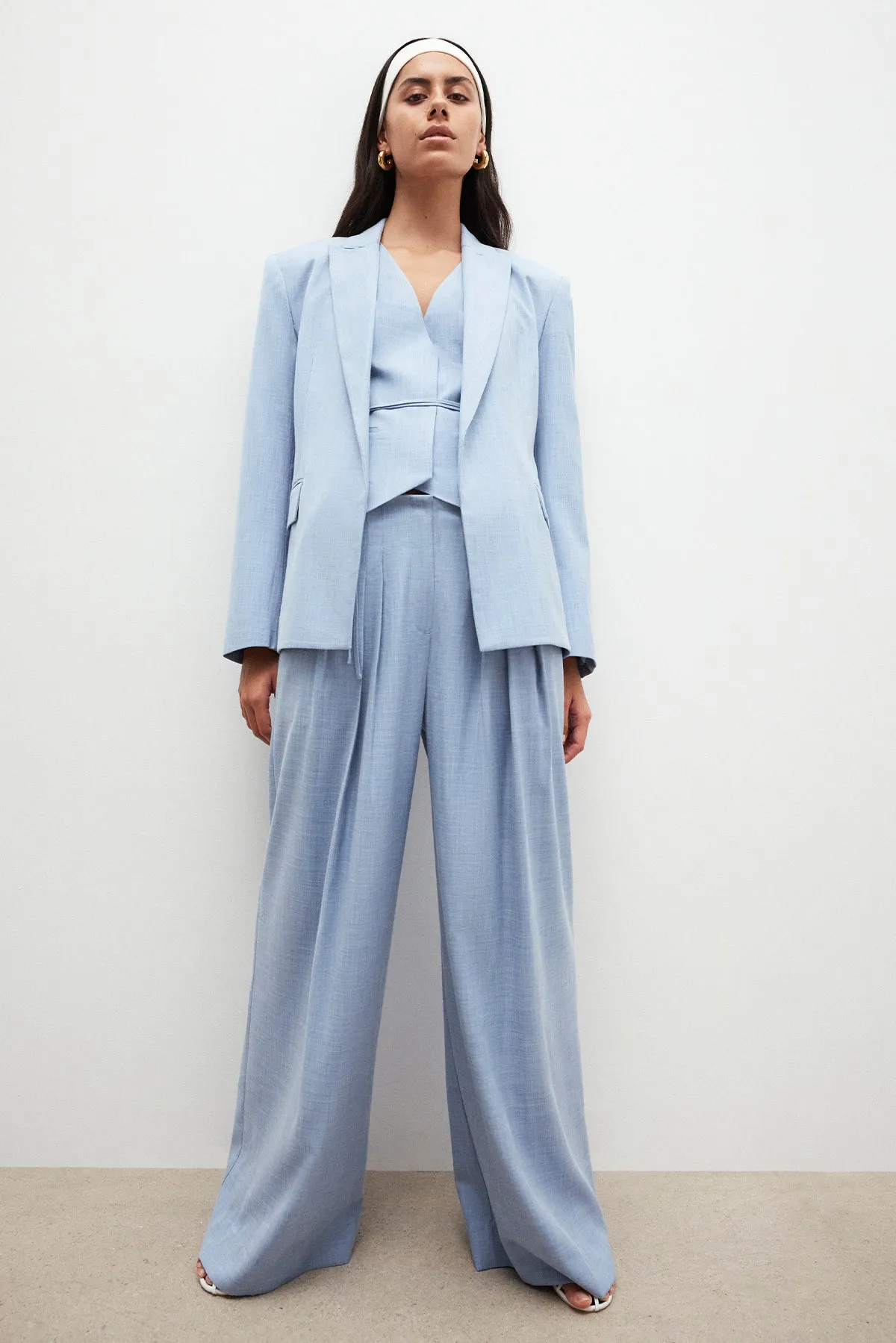 ASHER BELTED BLAZER - CHAMBRAY BLUE
