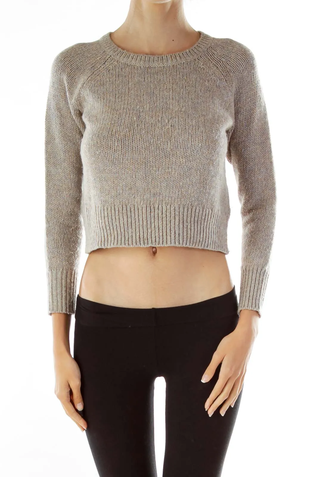 Beige Cropped Alpaca Sweater