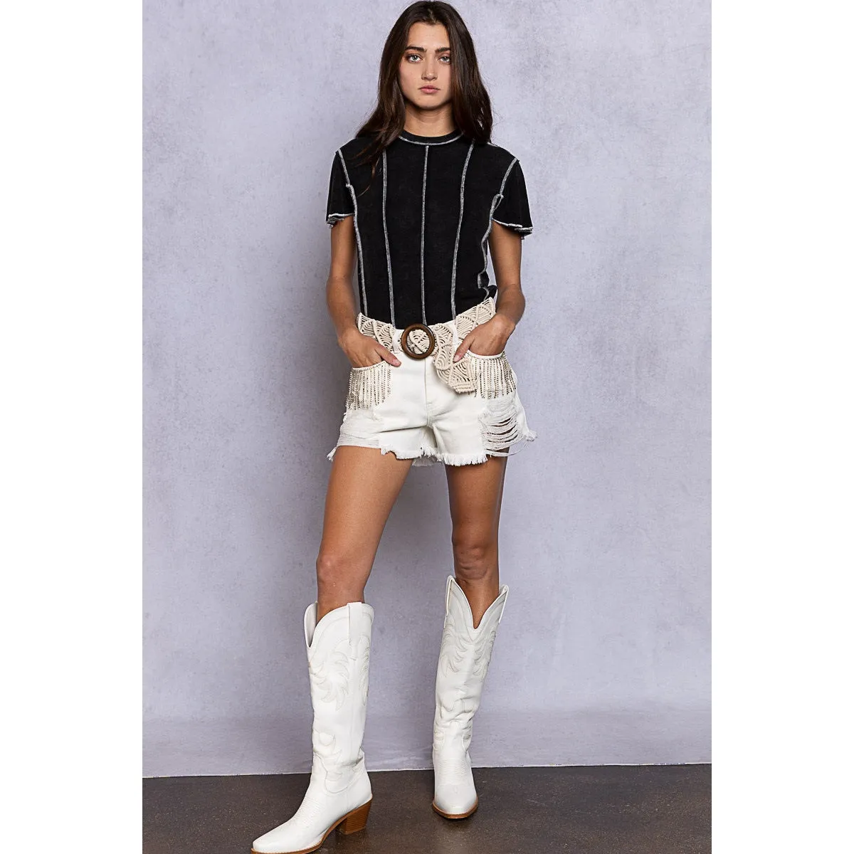 Black Ribbed Knit Top