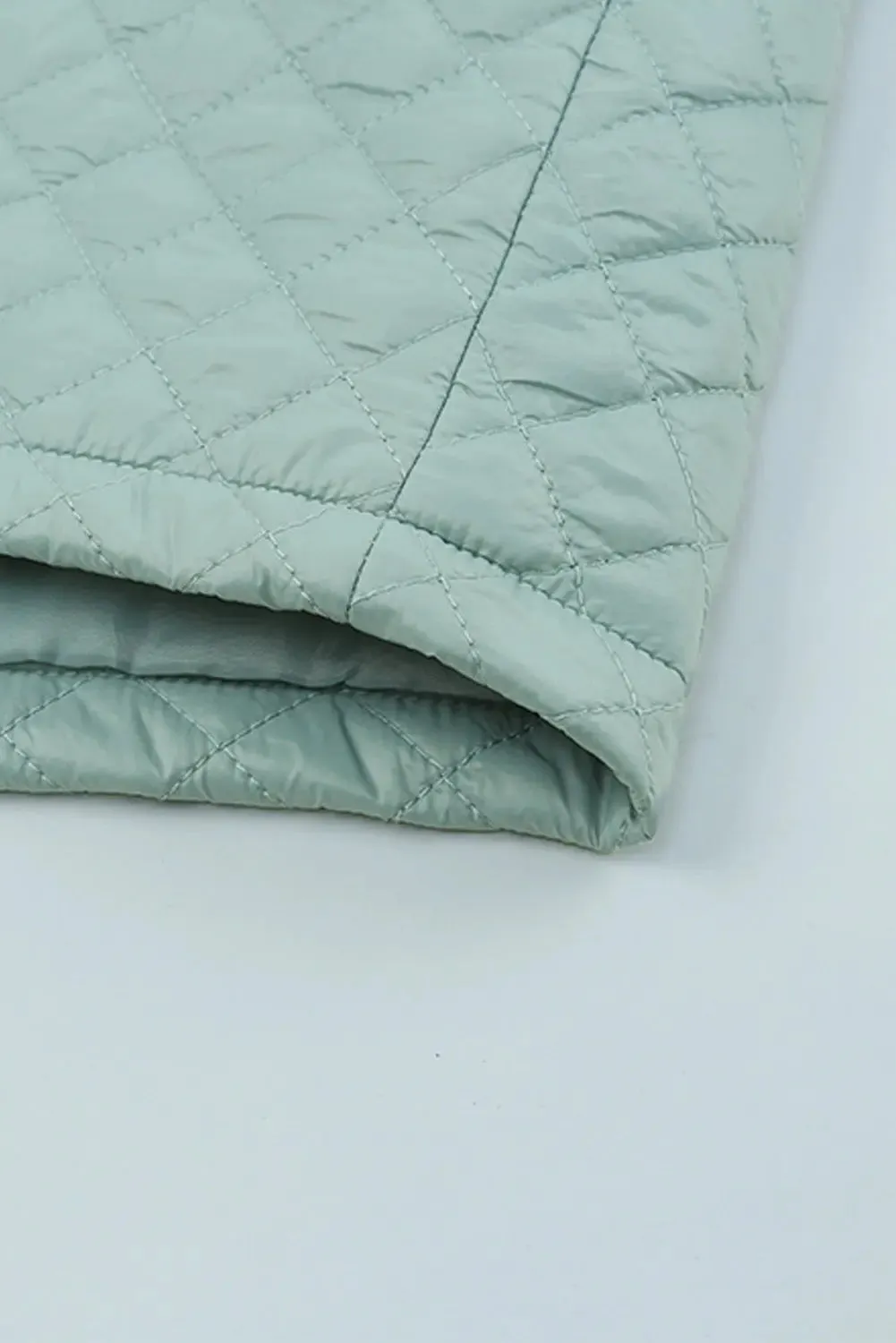 Blue Zone Planet |  Green Quilted Pocketed Zip-up Cropped Jacket