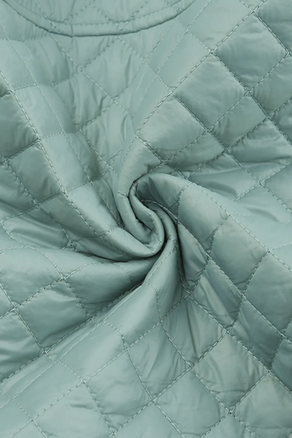 Blue Zone Planet |  Green Quilted Pocketed Zip-up Cropped Jacket