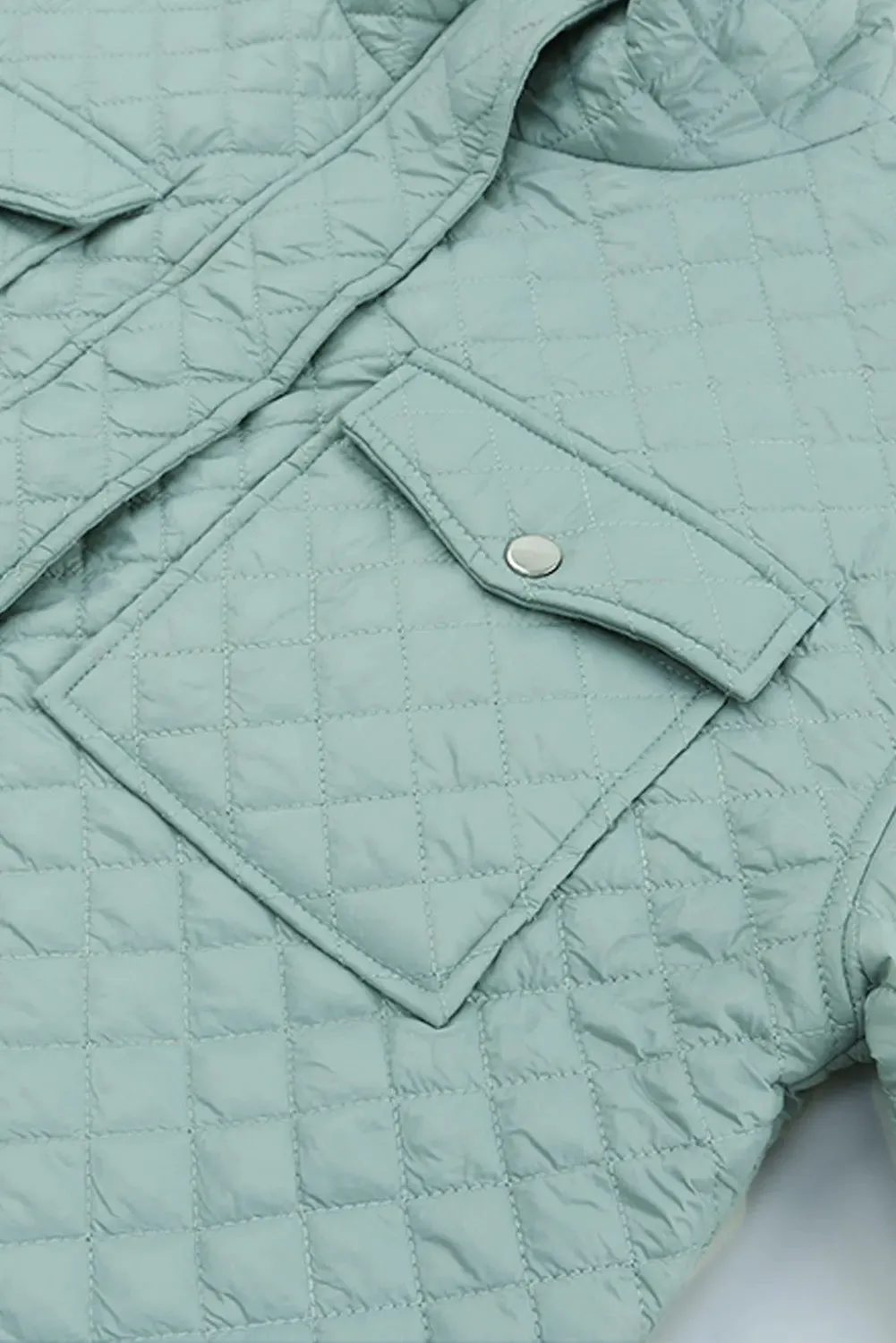 Blue Zone Planet |  Green Quilted Pocketed Zip-up Cropped Jacket