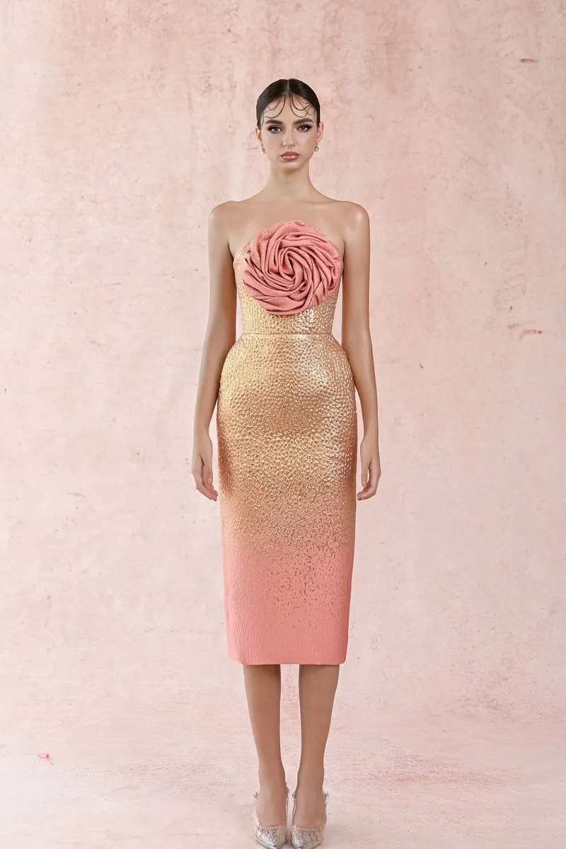 BROCADE 3D FLORAL DRESS