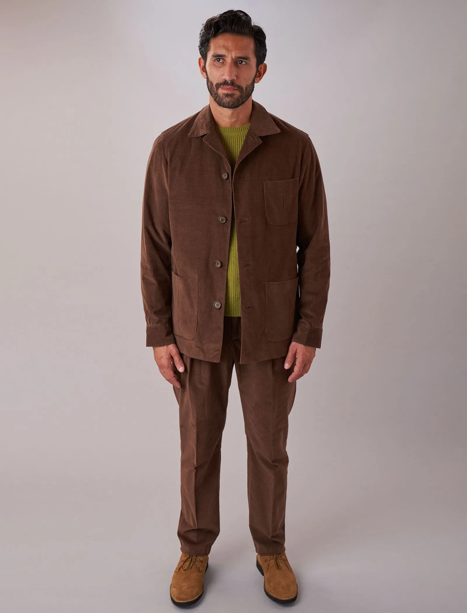 Brown Needlecord High Waisted Trousers