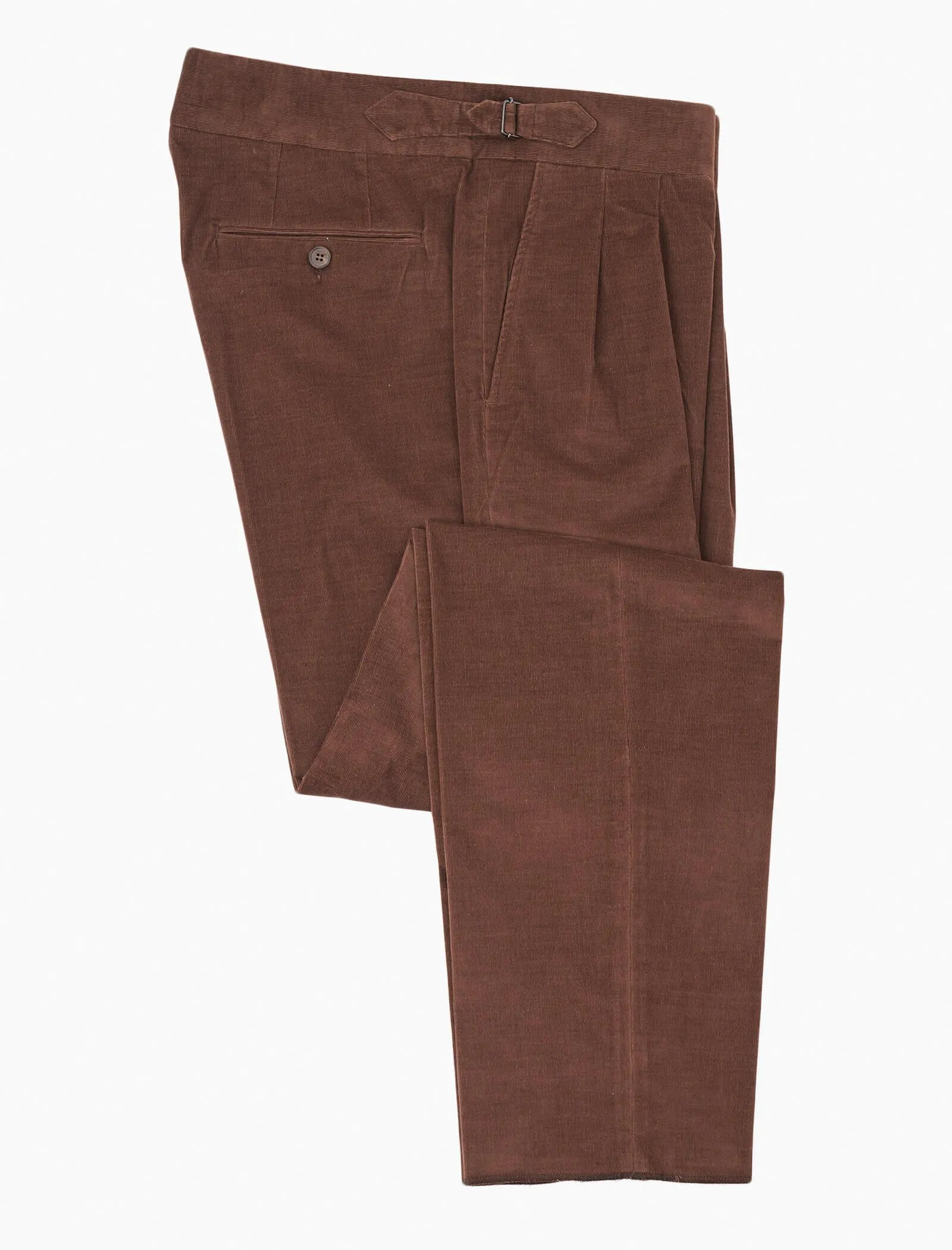 Brown Needlecord High Waisted Trousers