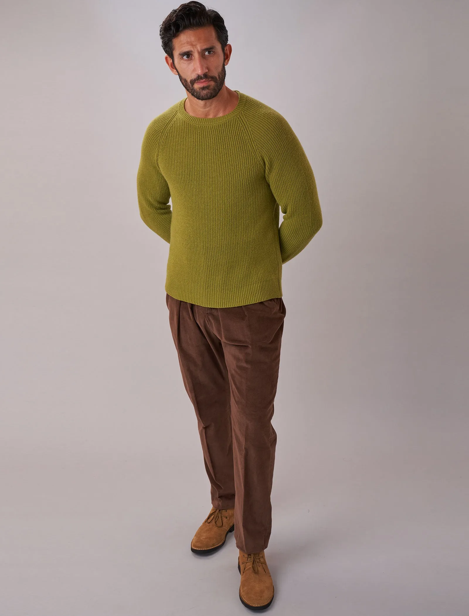 Brown Needlecord High Waisted Trousers