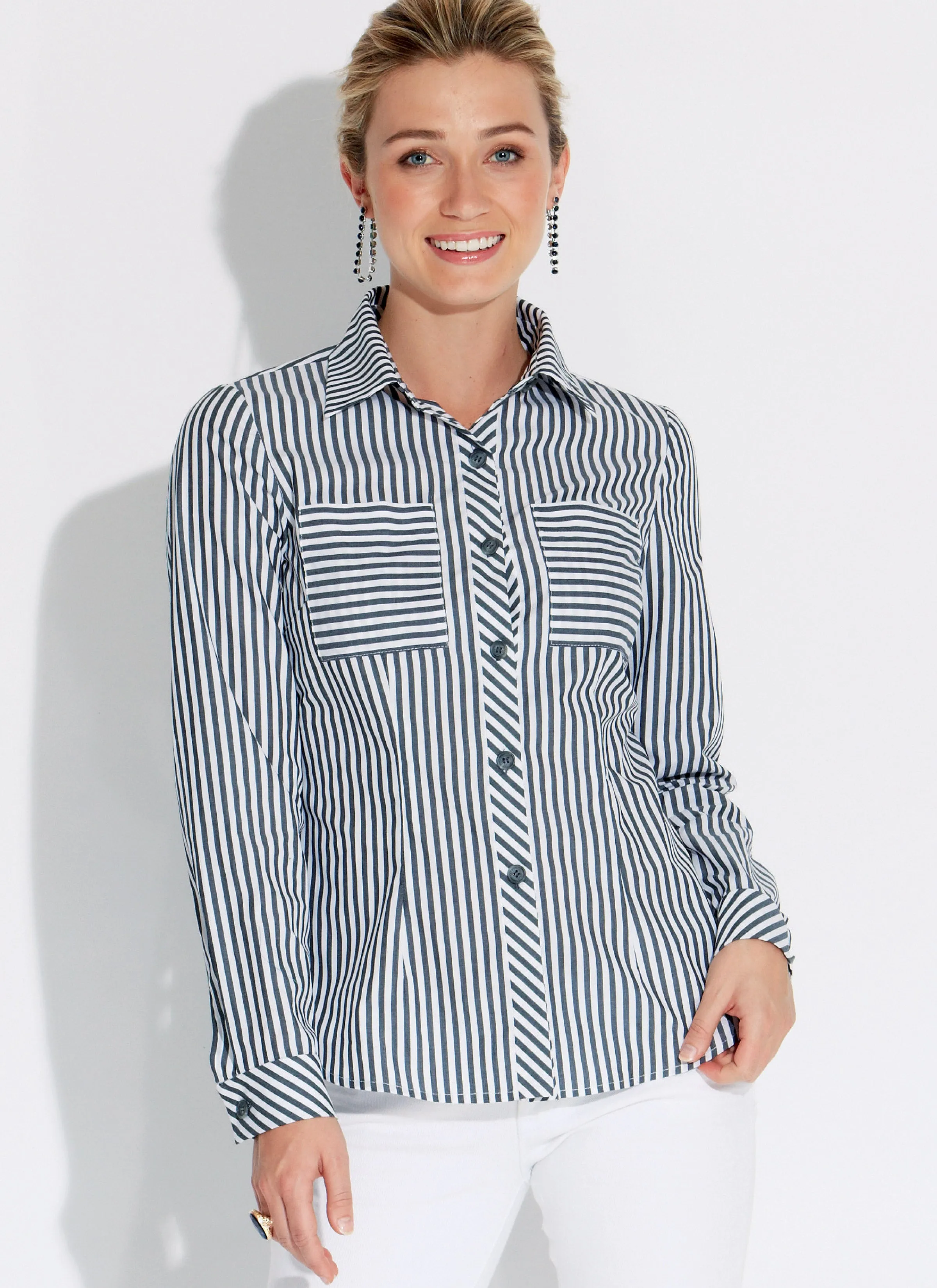 Butterick Pattern B6852 Misses' Button-Down Shorts With Collar, Sleeve & Hem Variations