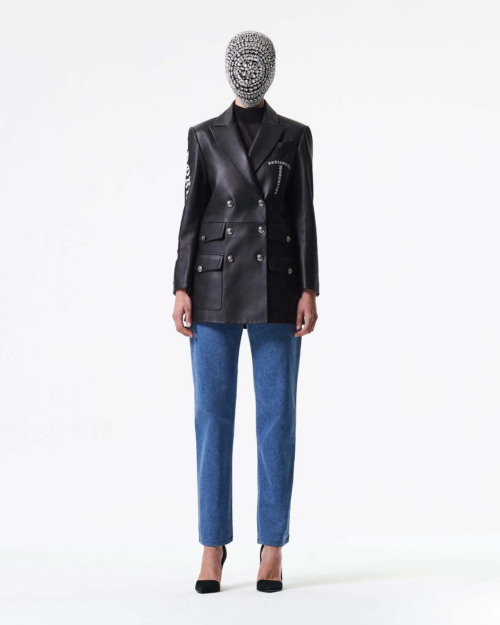 DOUBLE-BREASTED COAT IN LAMB NAPPA LEATHER