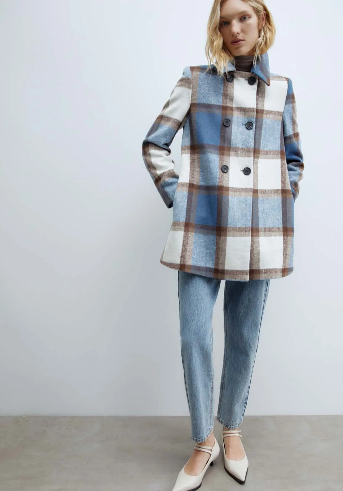Double Breasted Coat - Royal Check