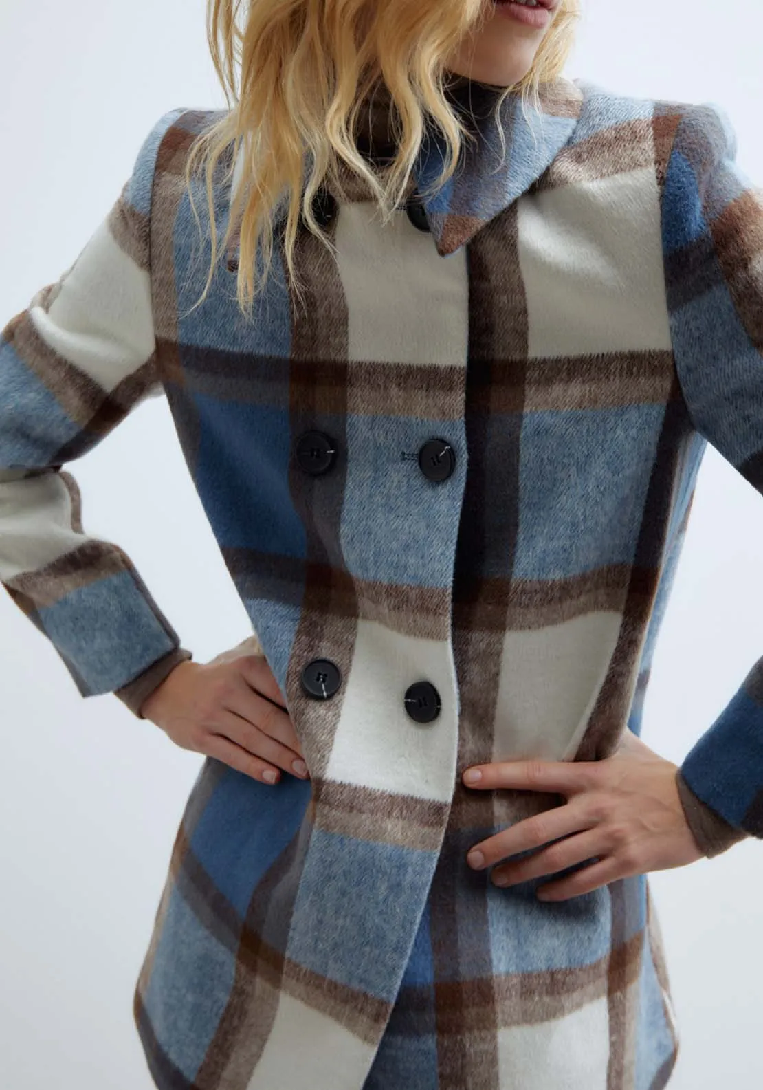Double Breasted Coat - Royal Check