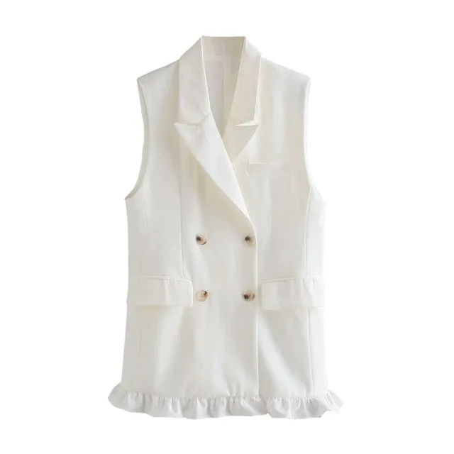 DOUBLE BREASTED RUFFLED WAISTCOAT