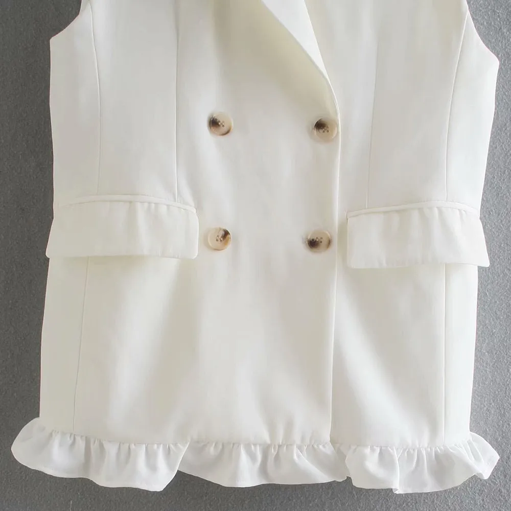 DOUBLE BREASTED RUFFLED WAISTCOAT