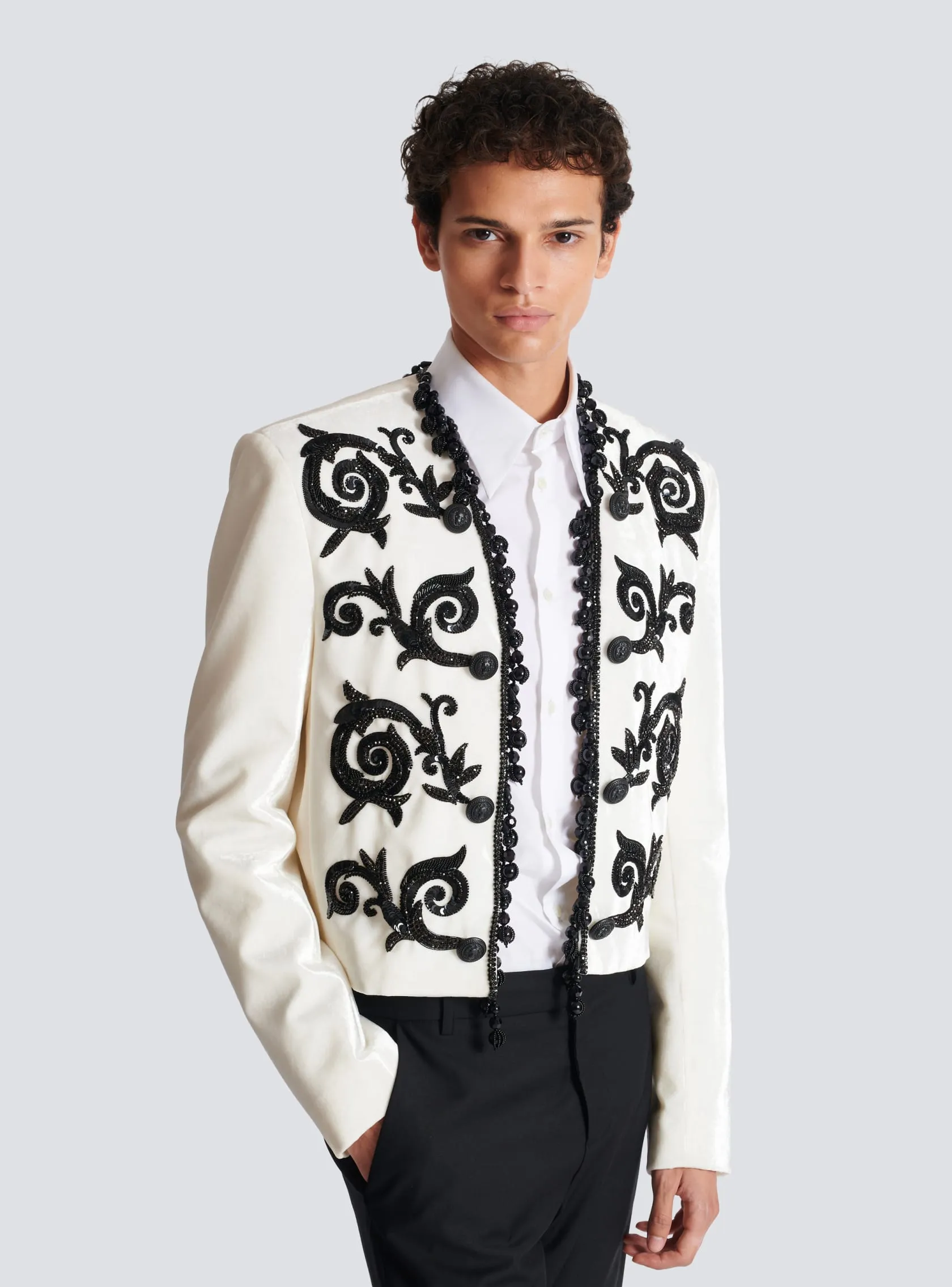 Embroidered velvet Spencer jacket