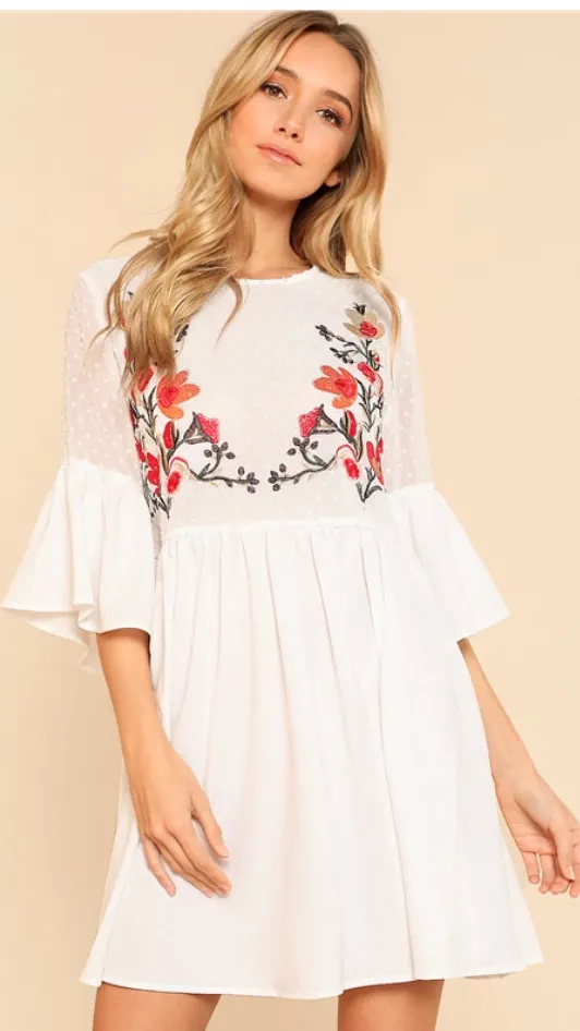 Flower Embroidered Dress