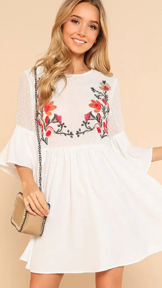 Flower Embroidered Dress