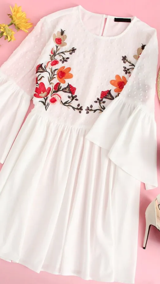 Flower Embroidered Dress