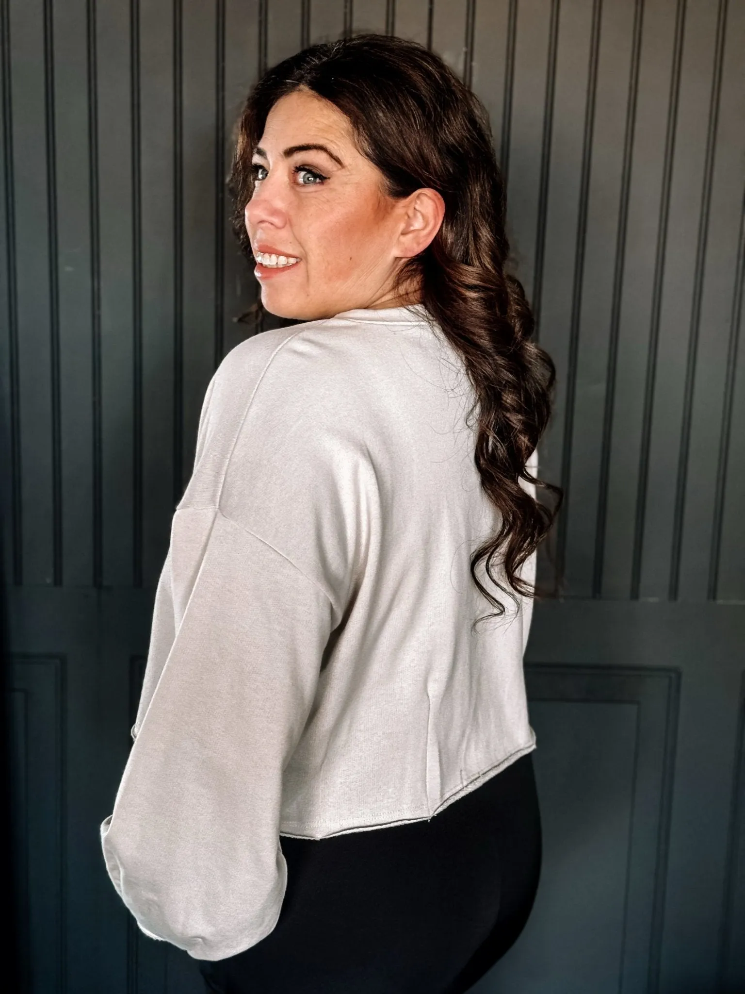 Fresh Start Athleisure Cropped Sweatshirt, Oat