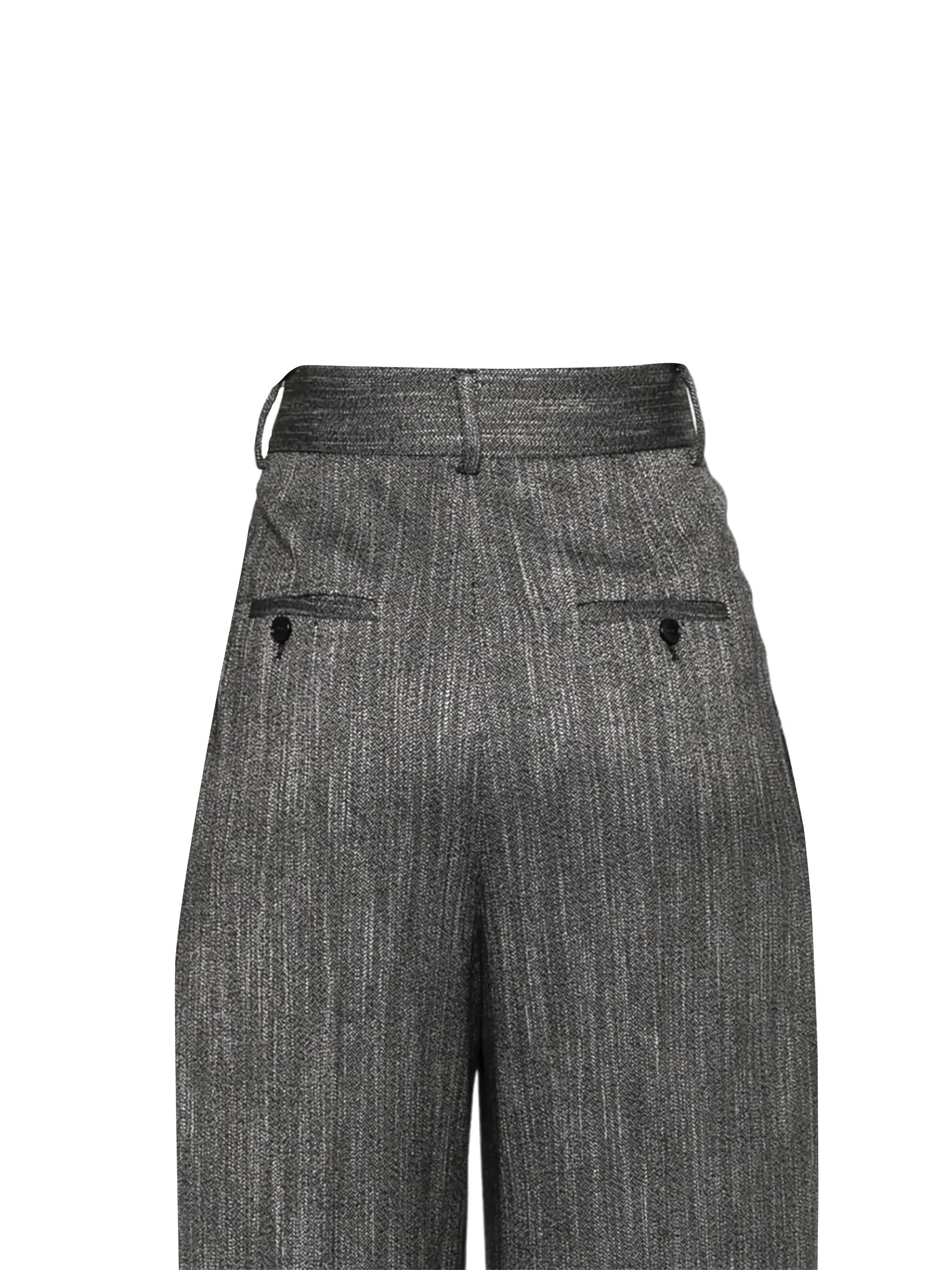 High-Waisted Chevron Pleated Trousers