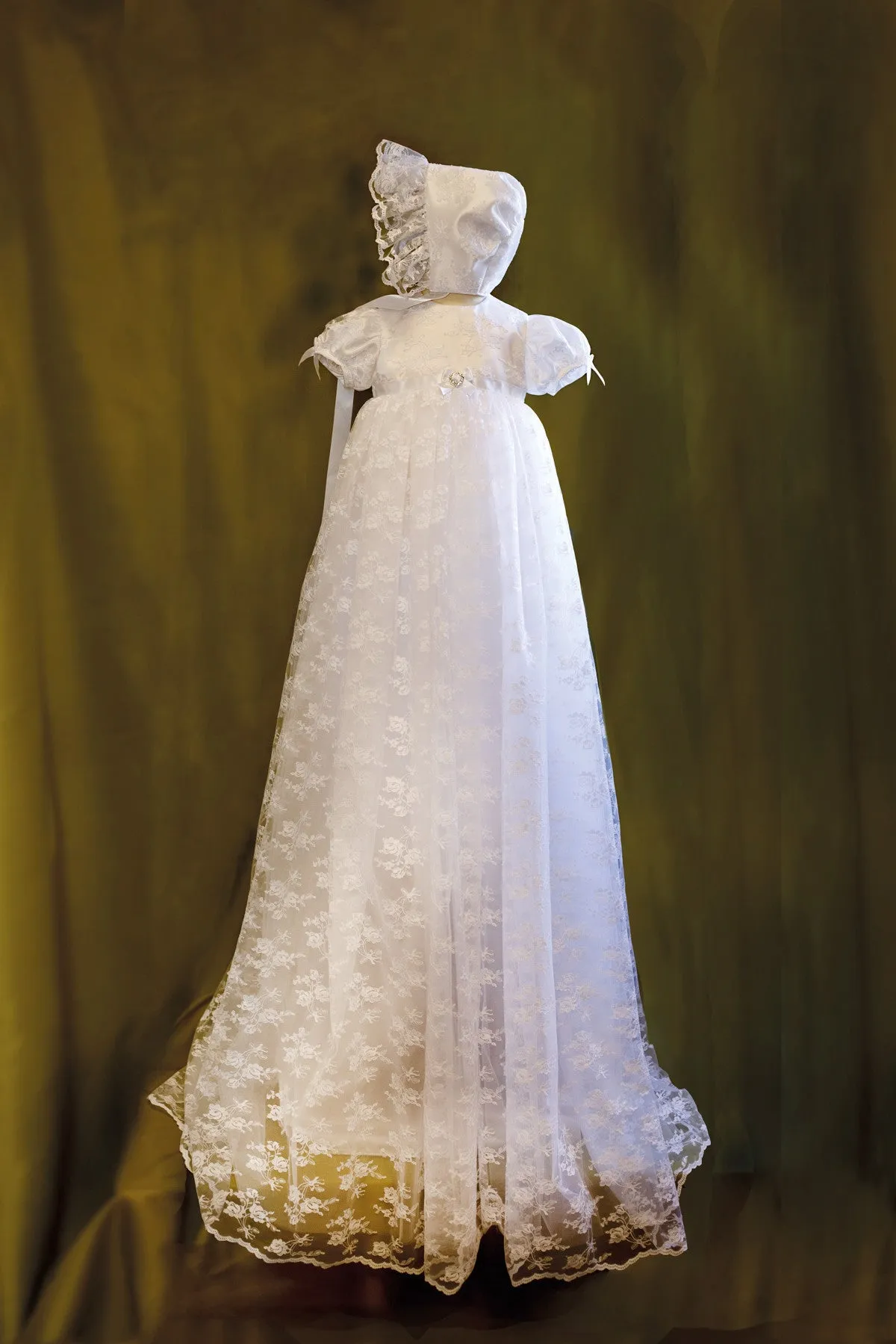 Lace Christening Gown and Bonnet ‘Maria’