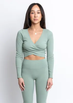 Laguna Long Sleeve Wrap Top Sage