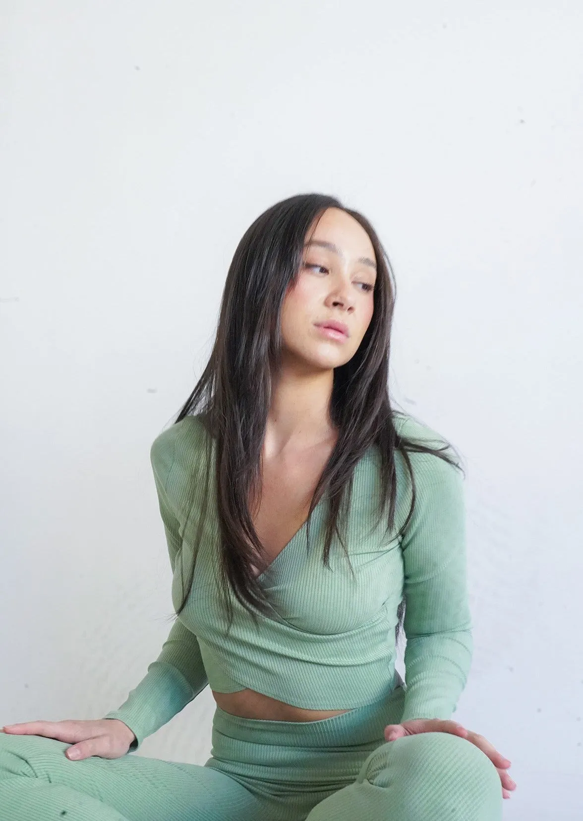 Laguna Long Sleeve Wrap Top Sage