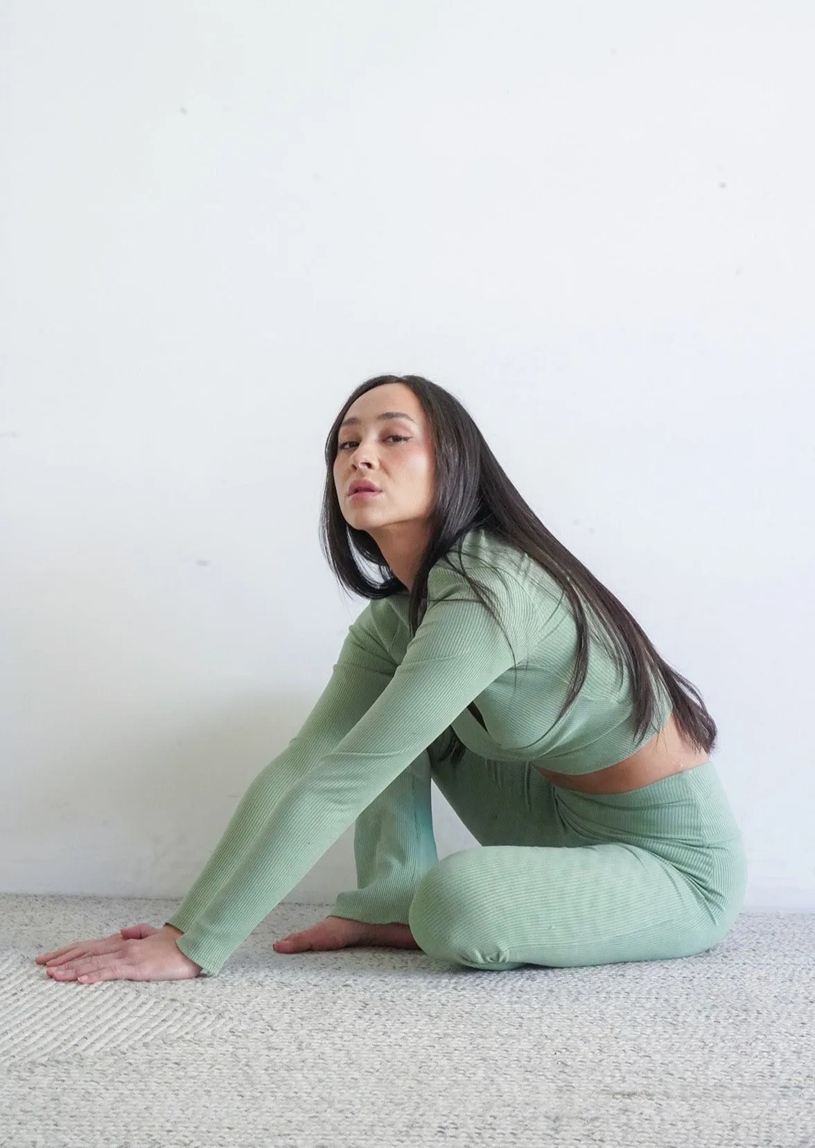 Laguna Long Sleeve Wrap Top Sage