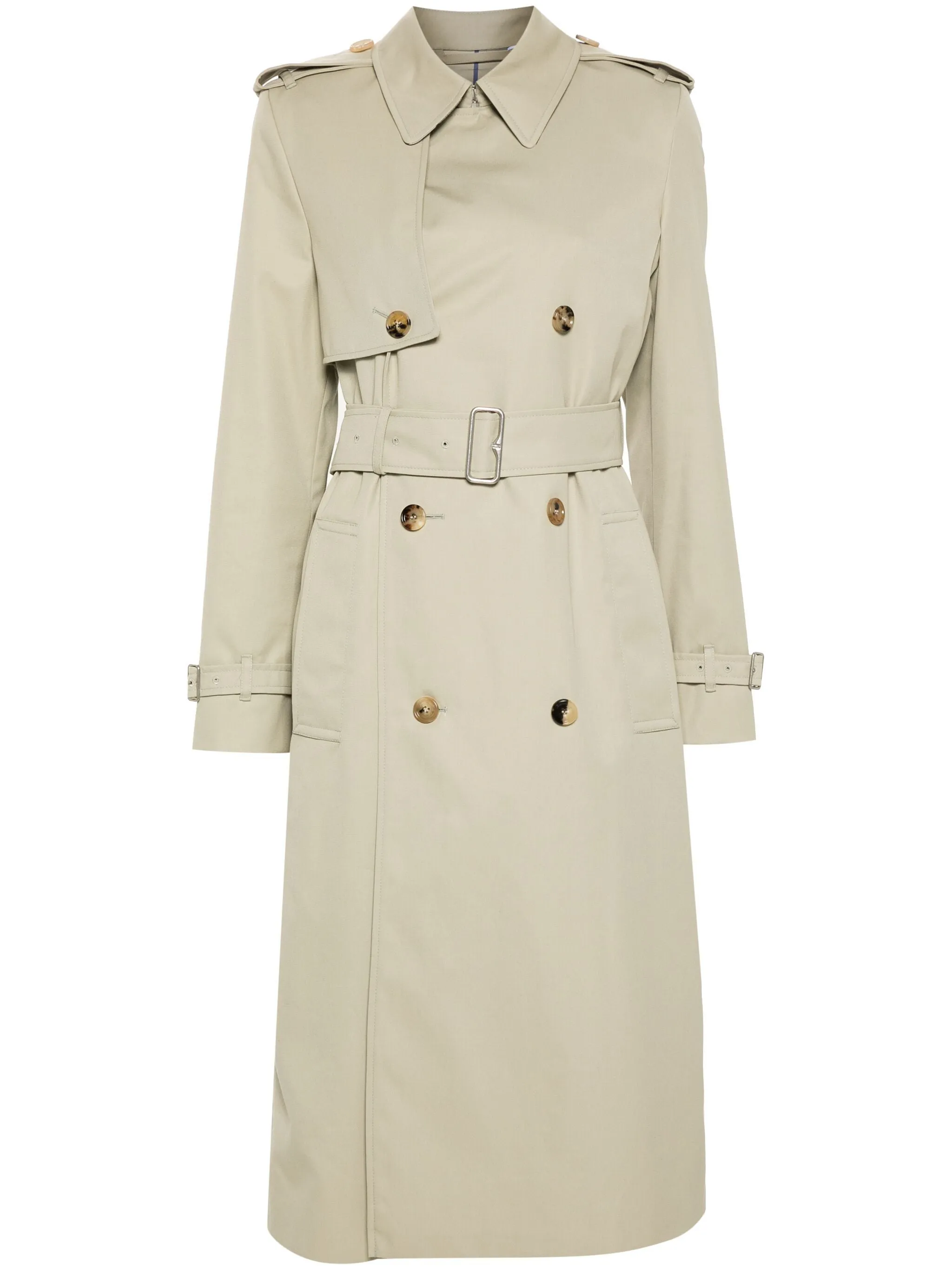 Light Beige Gabardine Double-Breasted Coat