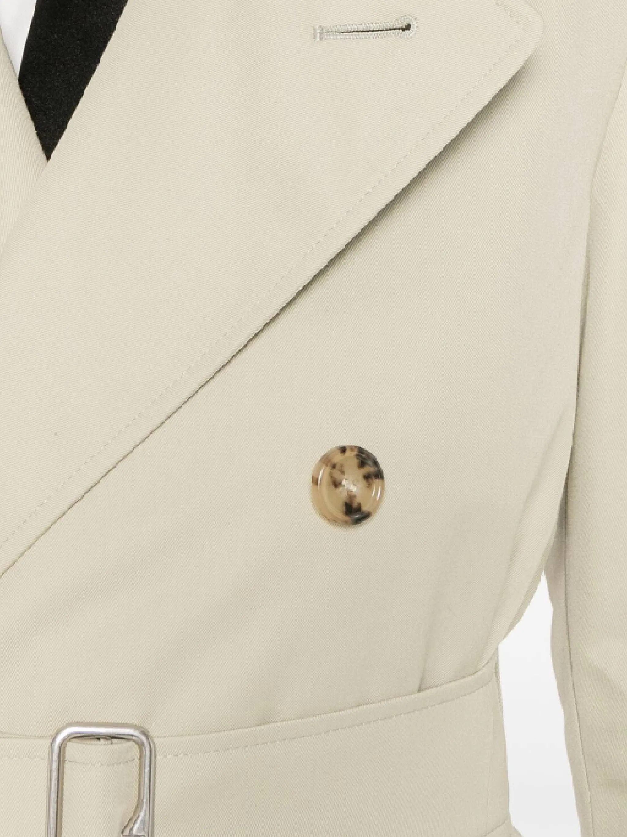 Light Beige Gabardine Double-Breasted Coat