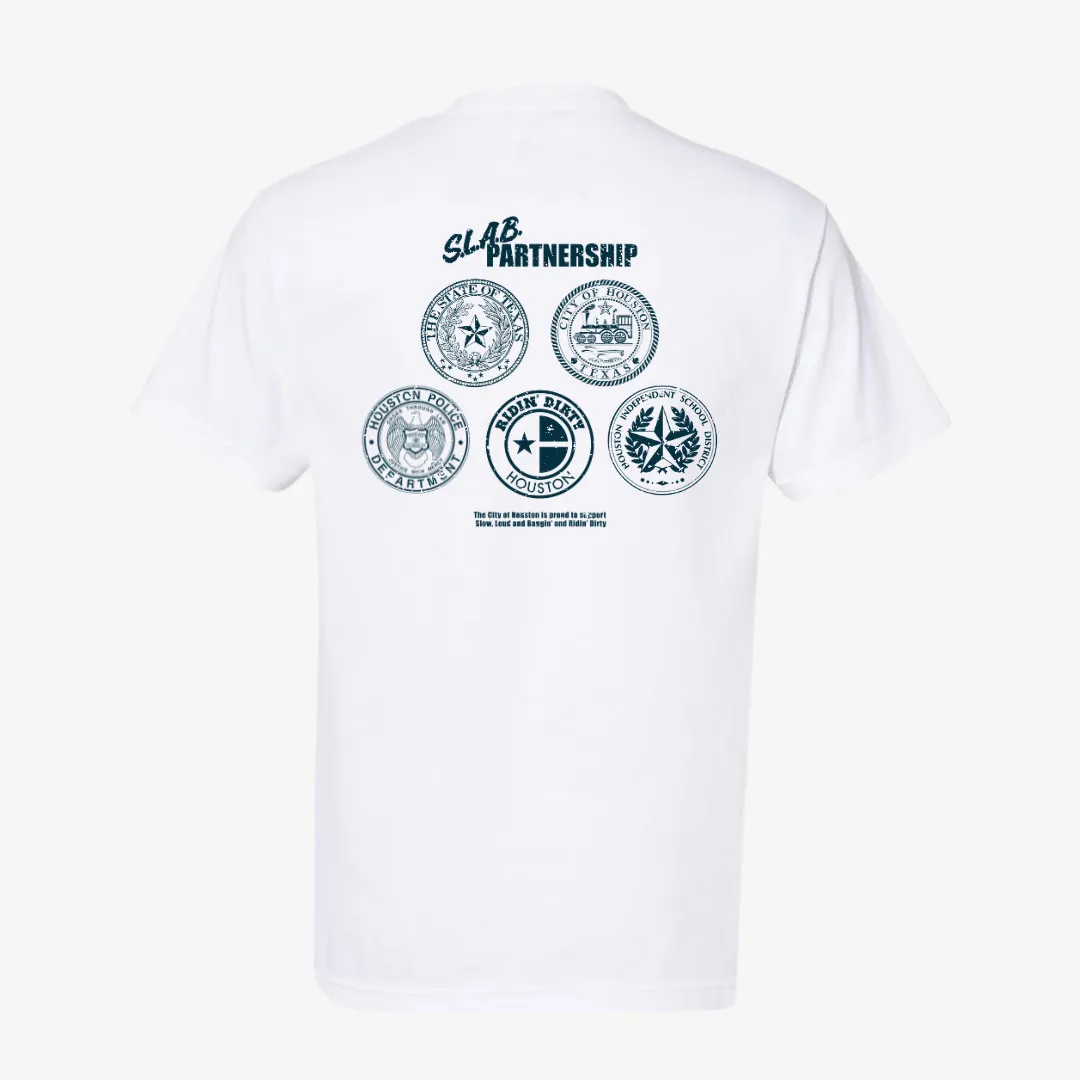 mens ridin' dirty slab partnership s/s tee (washed white)