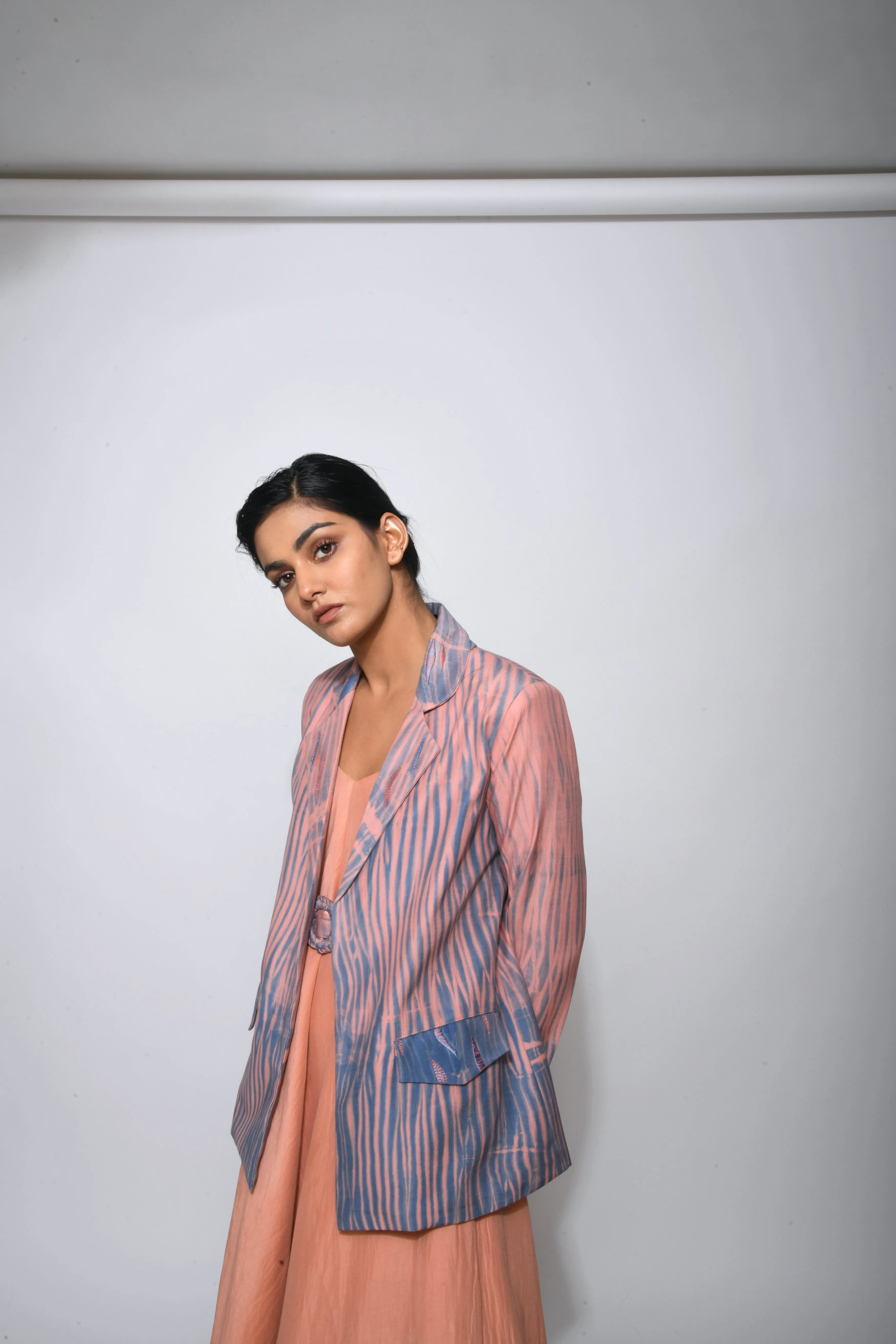 Pink Embroidered Textured Jacket