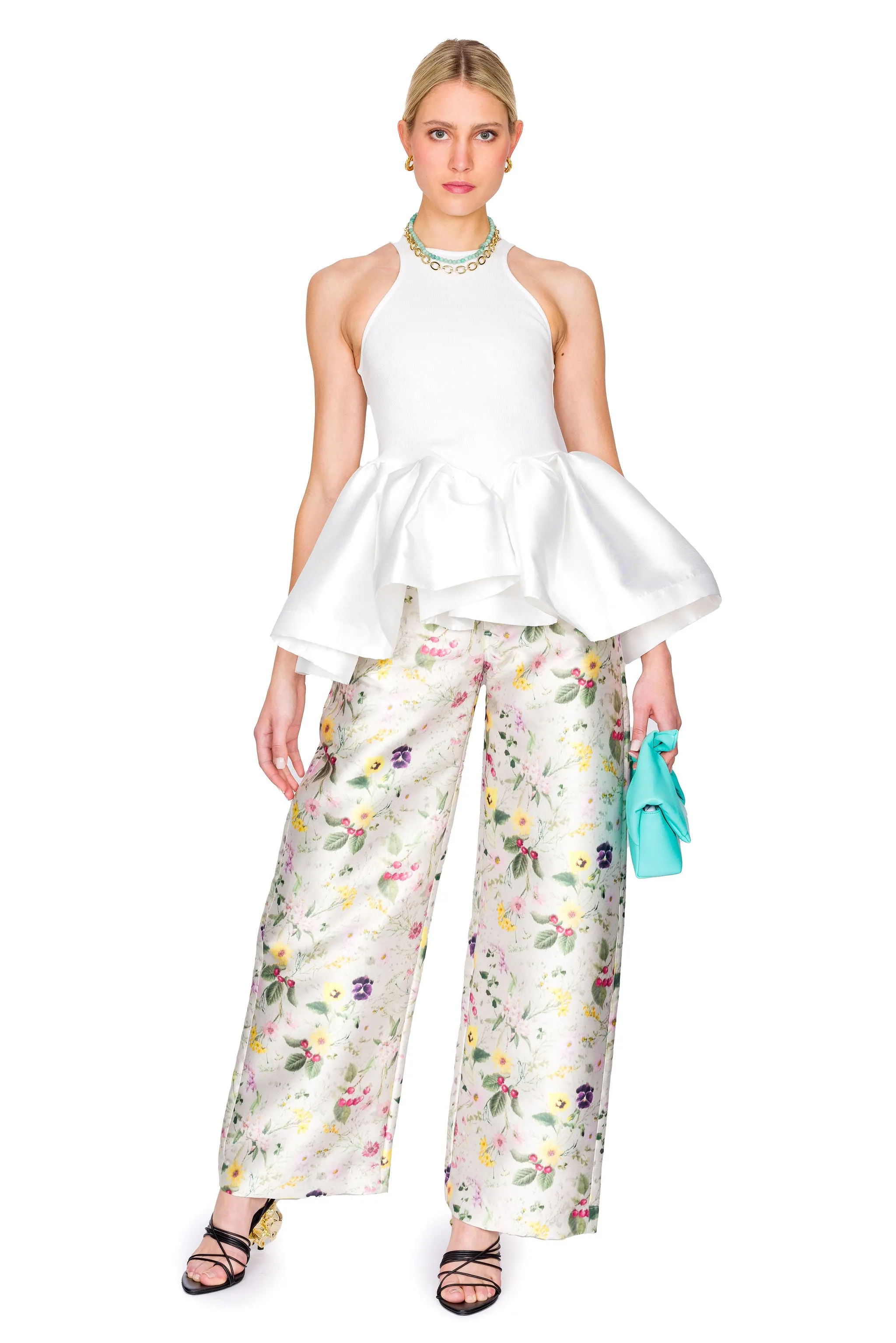 Printed Heavy Satin Boyfriend Trousers