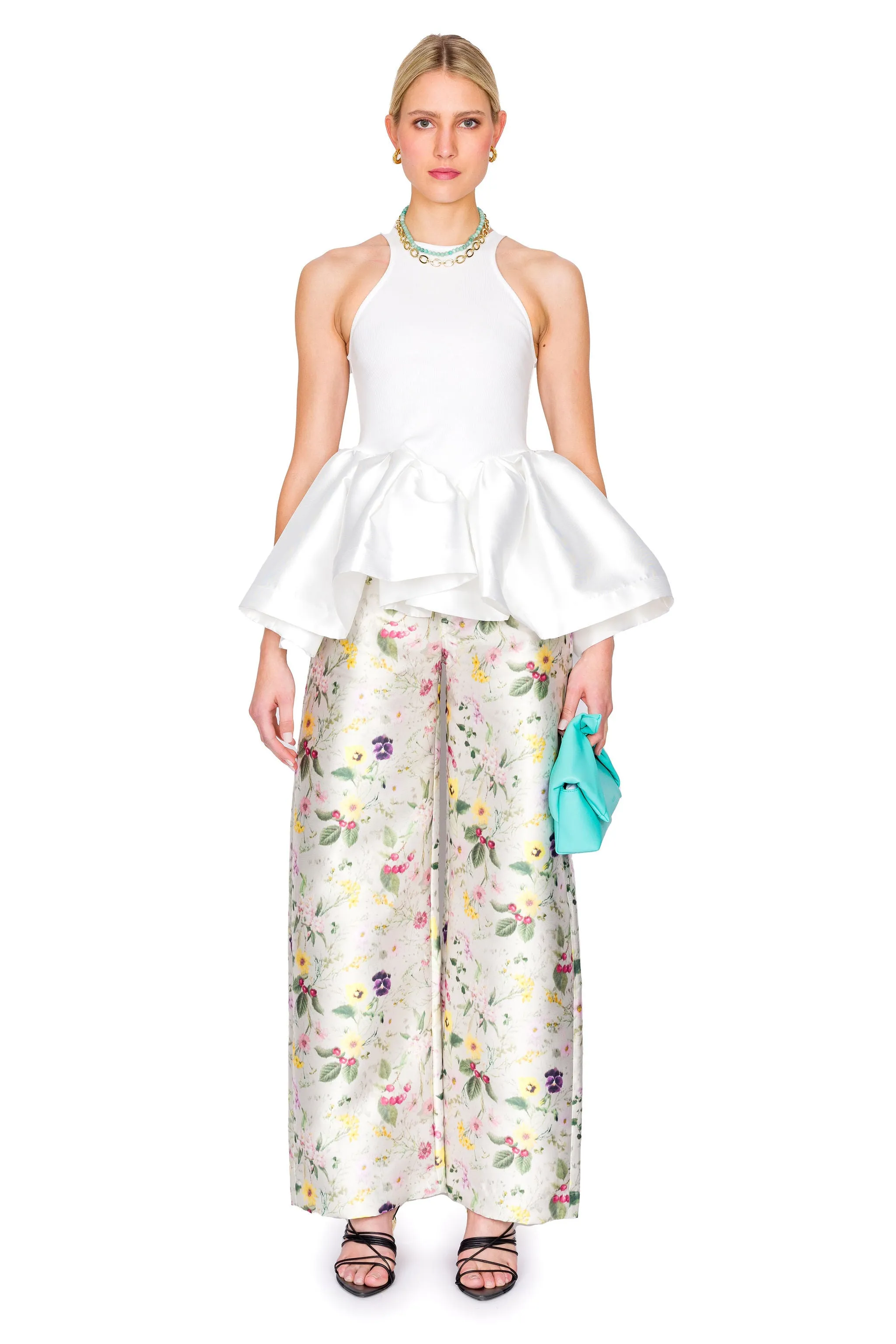 Printed Heavy Satin Boyfriend Trousers