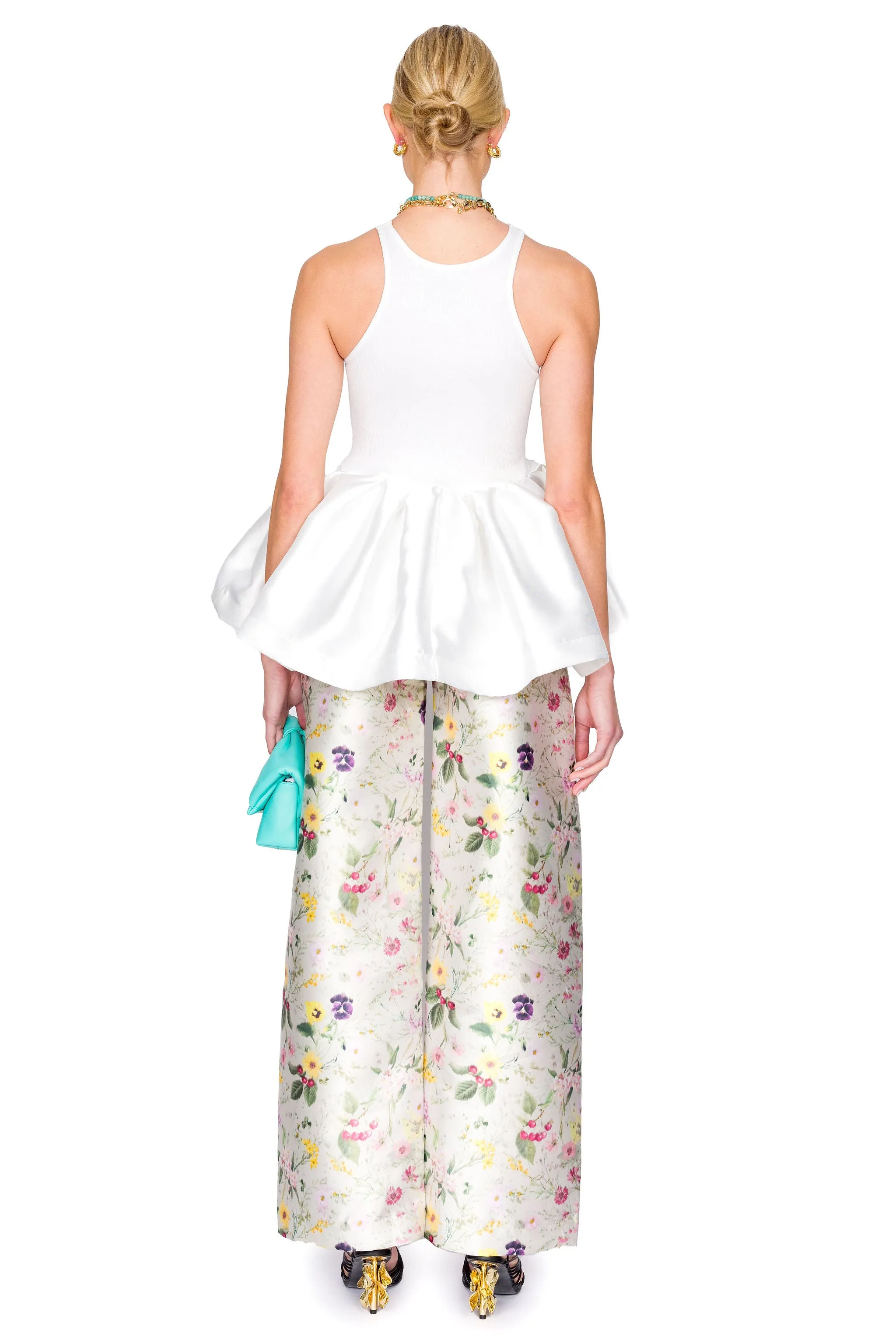 Printed Heavy Satin Boyfriend Trousers