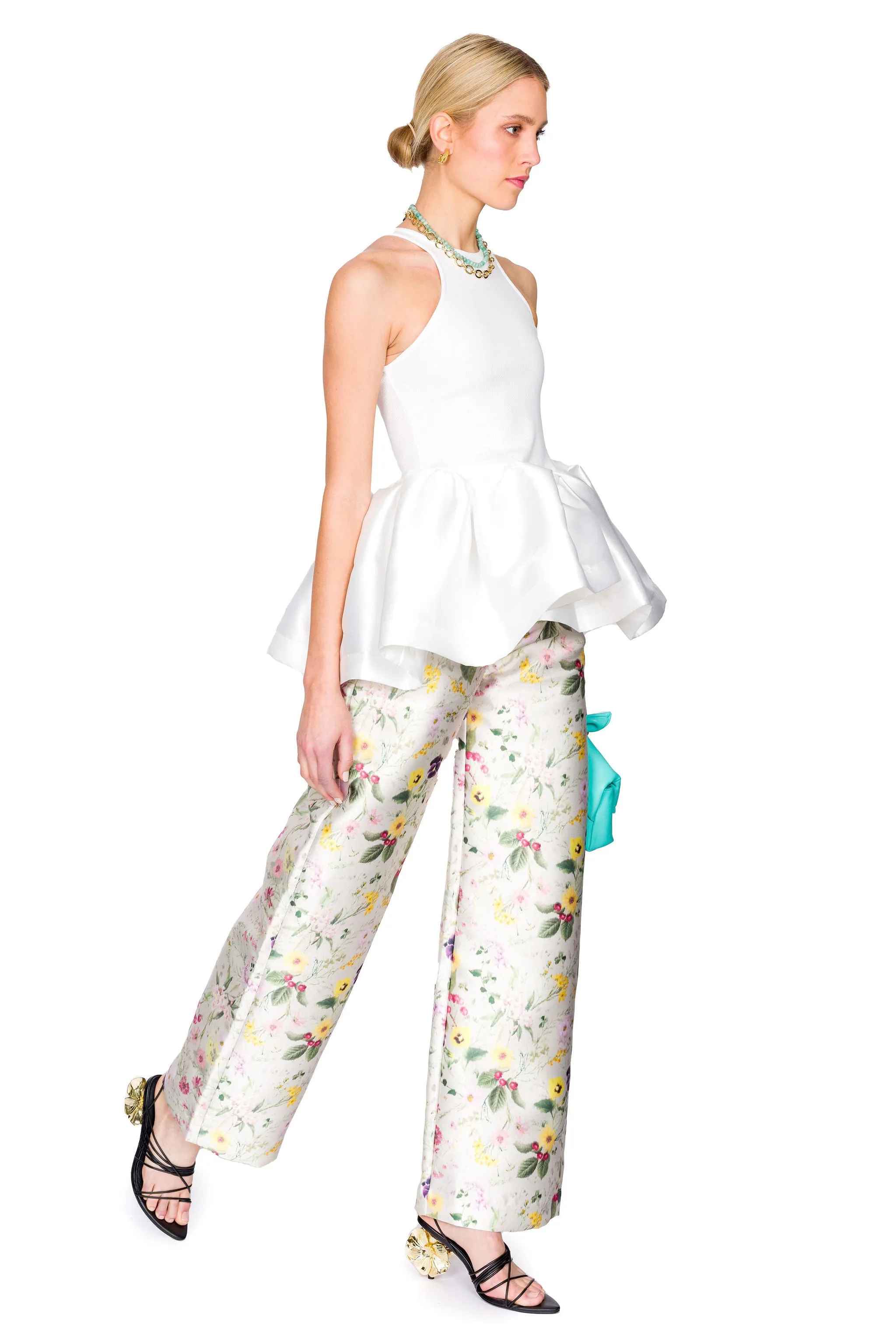 Printed Heavy Satin Boyfriend Trousers