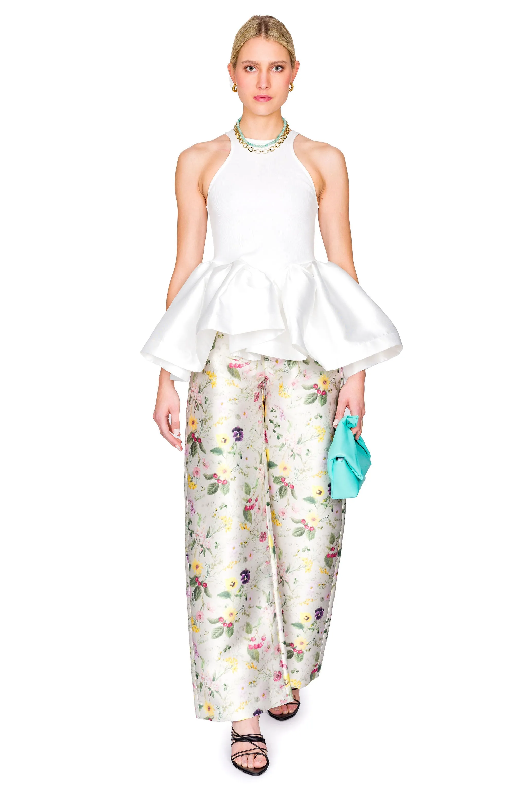 Printed Heavy Satin Boyfriend Trousers