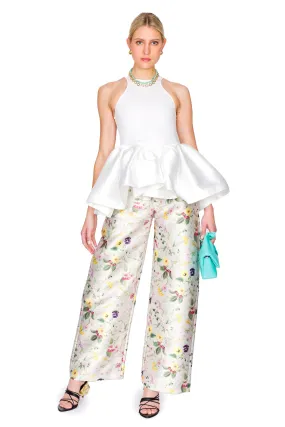Printed Heavy Satin Boyfriend Trousers