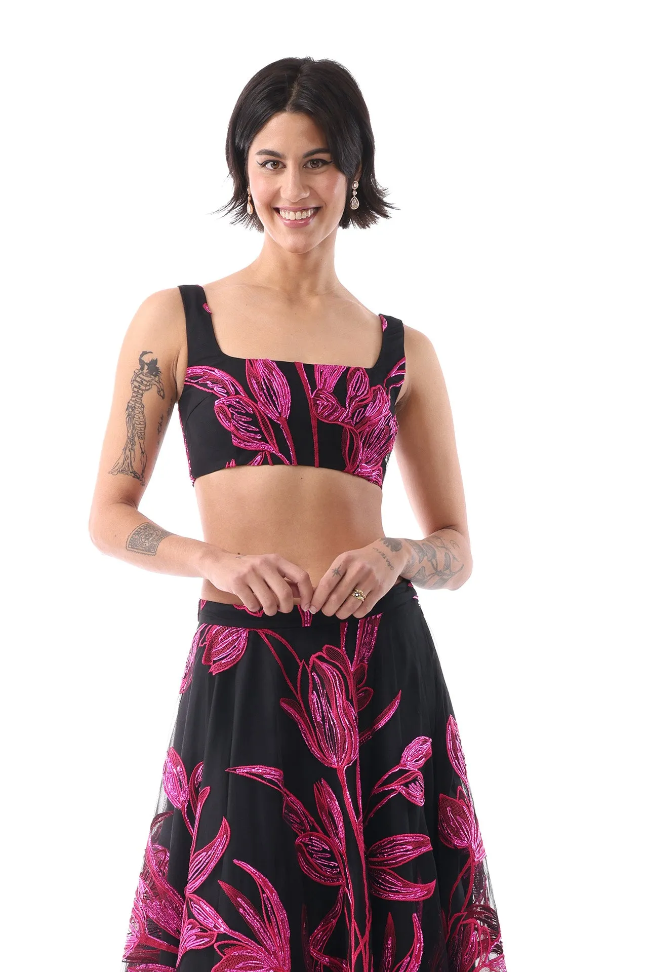 RAAJI Black and Pink Lehenga Top