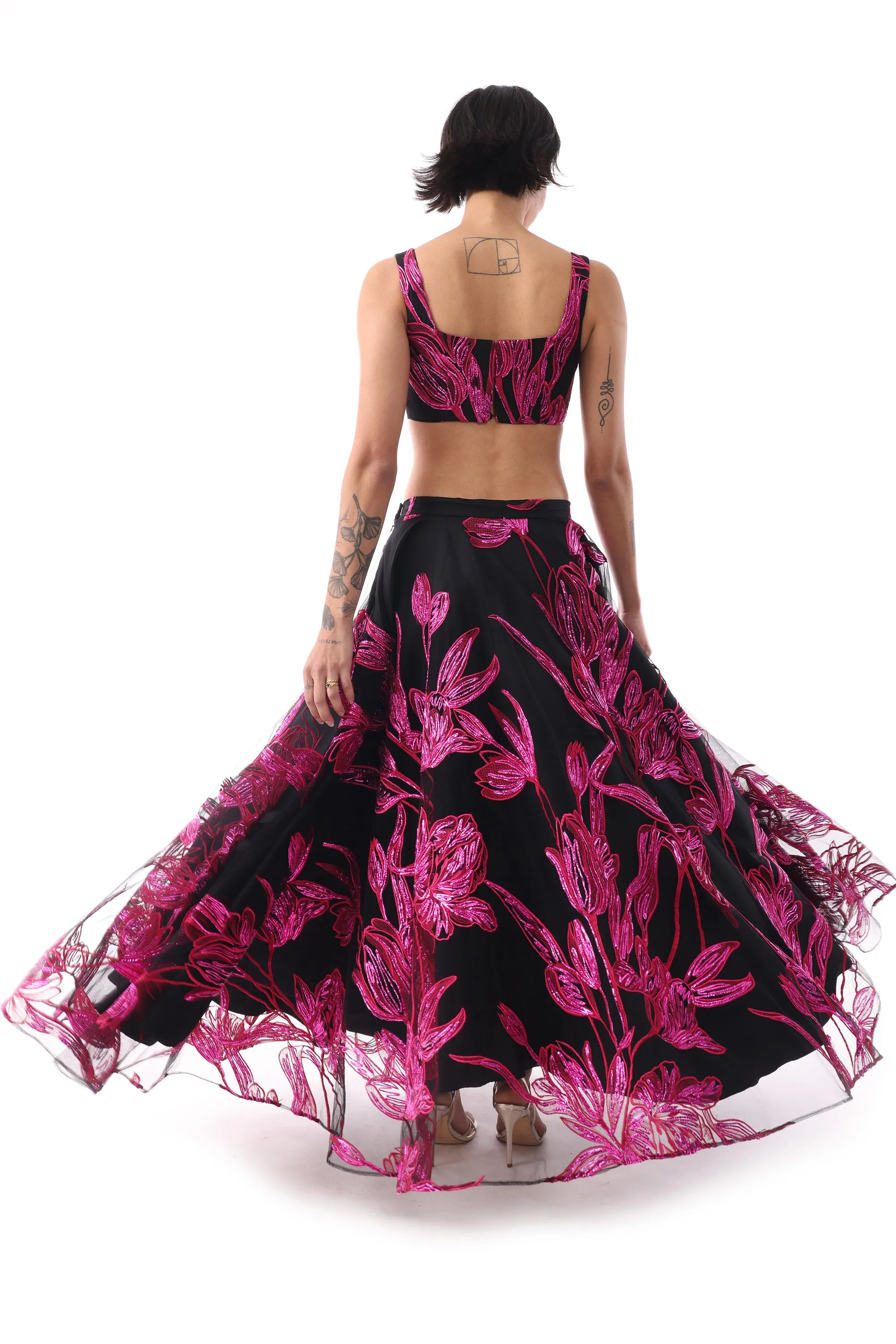 RAAJI Black and Pink Lehenga Top