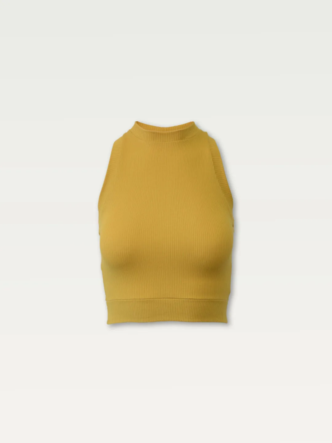 Ribbed Halter Tank in Dandelion Yellow