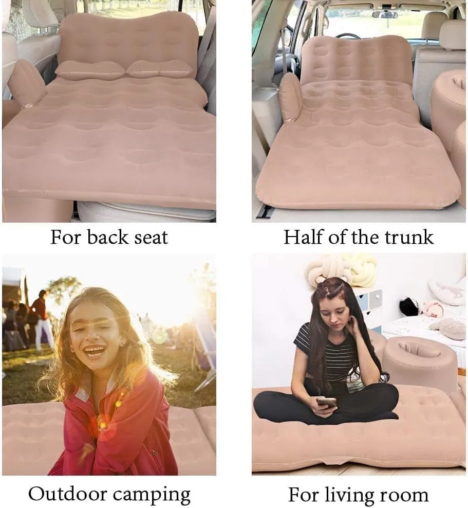 SAYGOGO Backseat Snooze Pad - Premium Car Nap Mattress with Pump and Two Pillows, Beige Edition