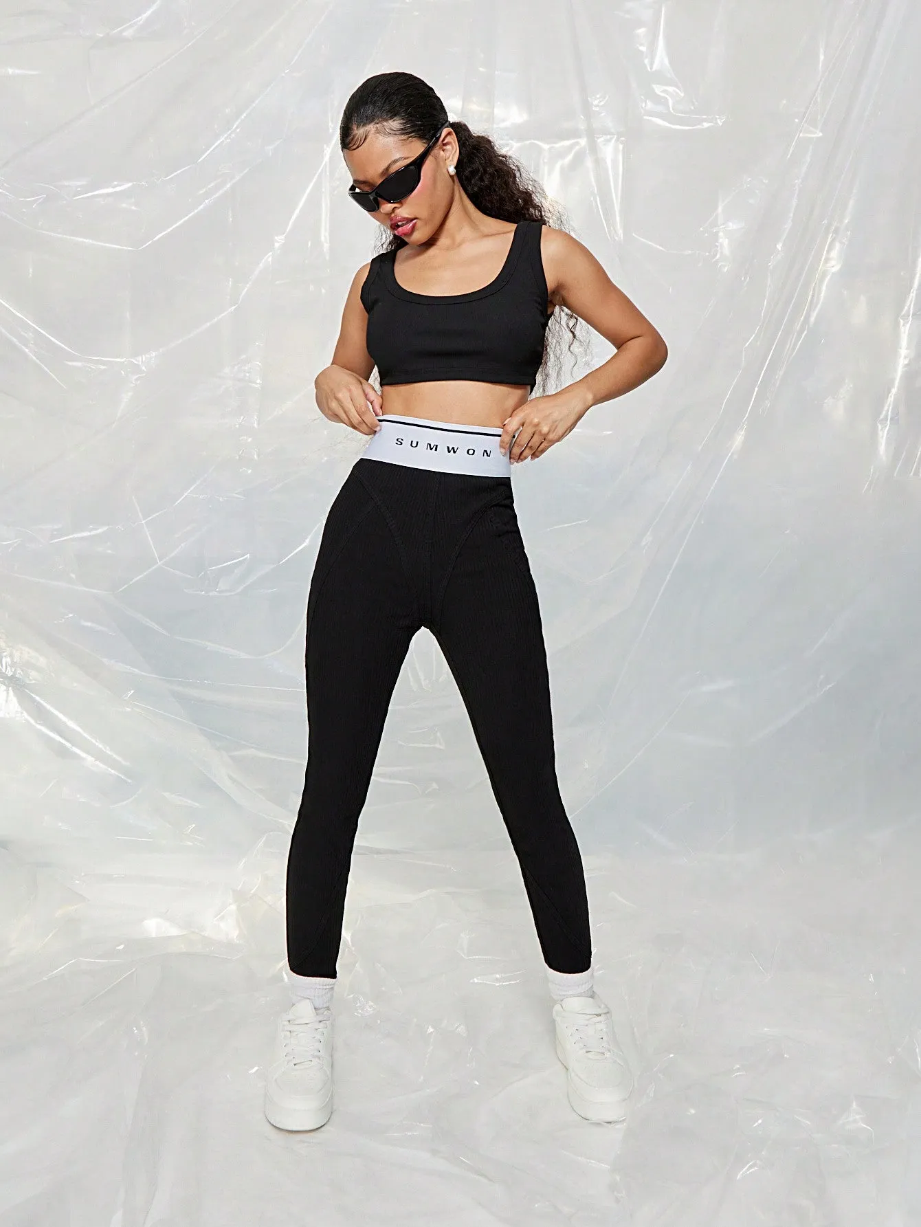 SUMWON WOMEN Super High Waisted Rib Legging