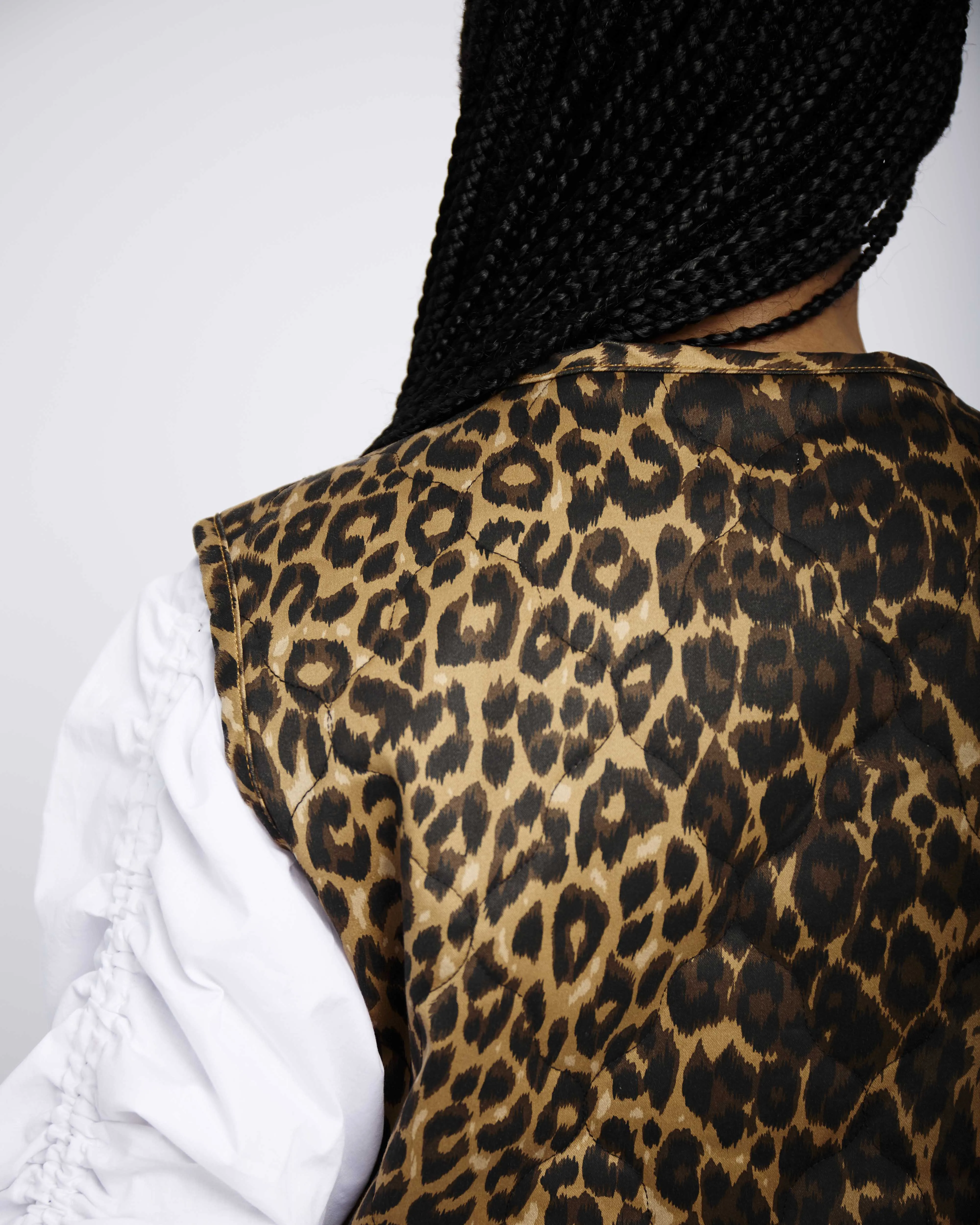 Tie Front Quilted Gilet in Animal