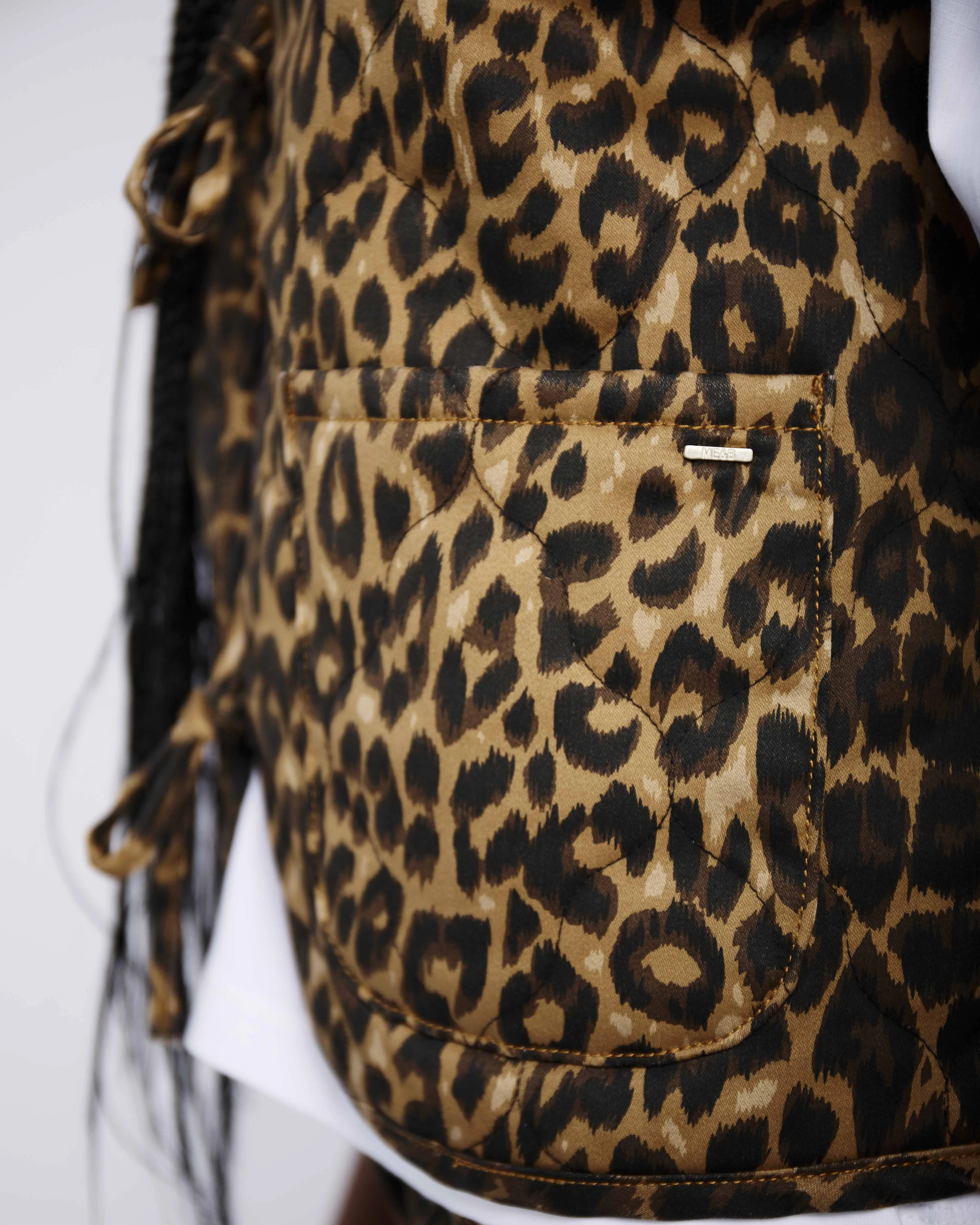 Tie Front Quilted Gilet in Animal
