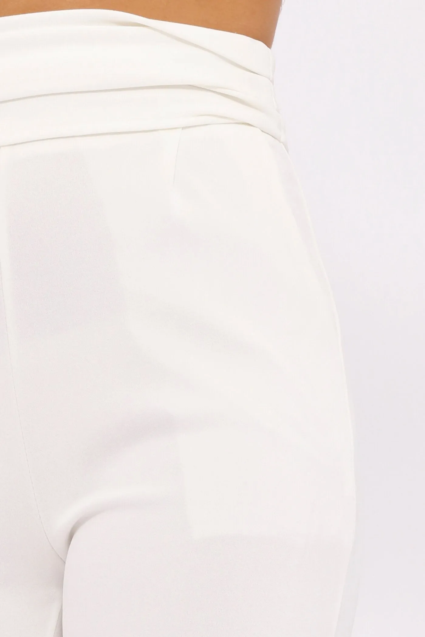 White High Waist Slim Fit Trousers